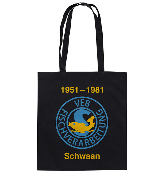 DDR Ostalgie Baumwolltasche • VEB FISCHVERARBEITUNG SCHWAAN