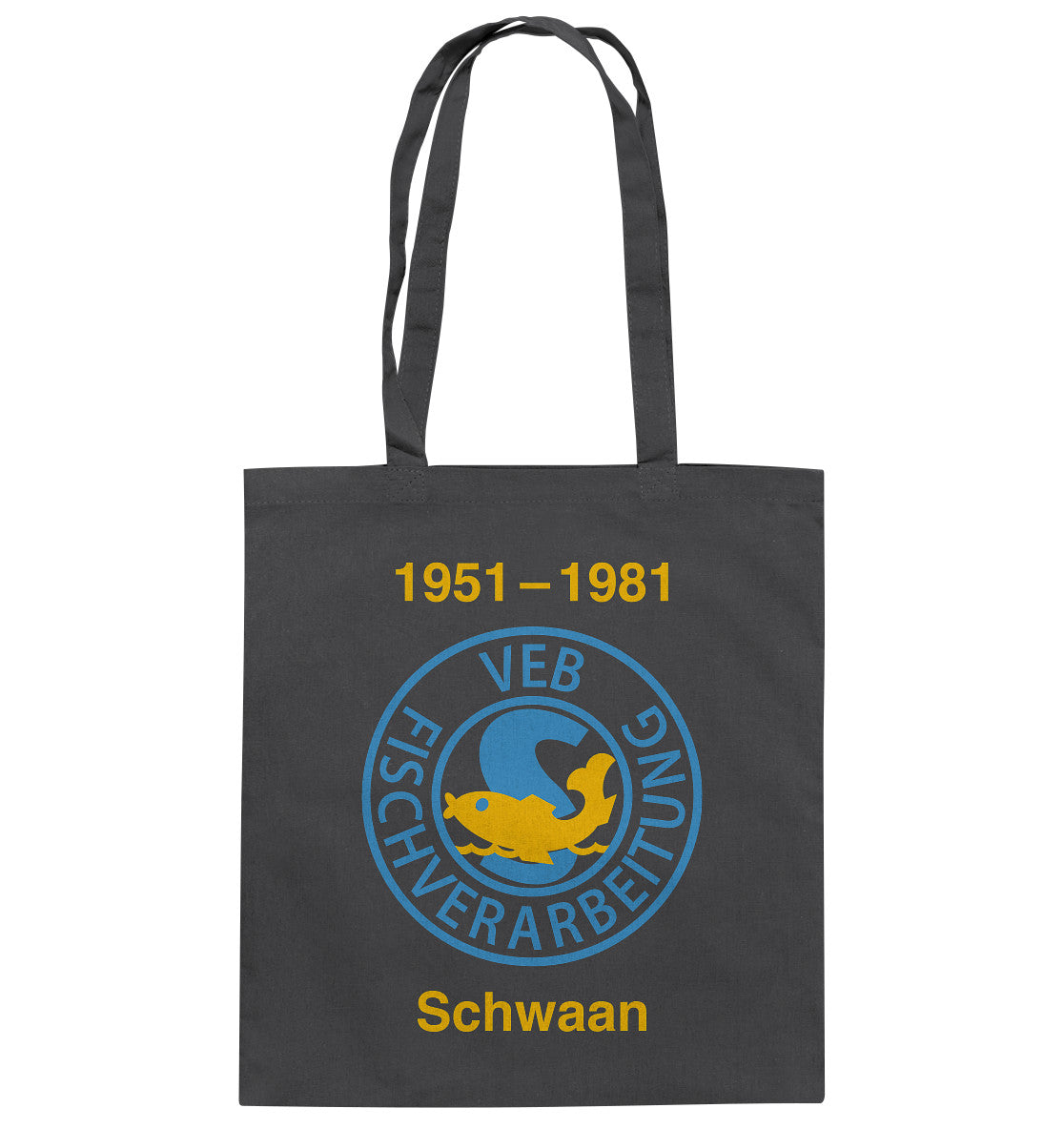 DDR Ostalgie Baumwolltasche • VEB FISCHVERARBEITUNG SCHWAAN
