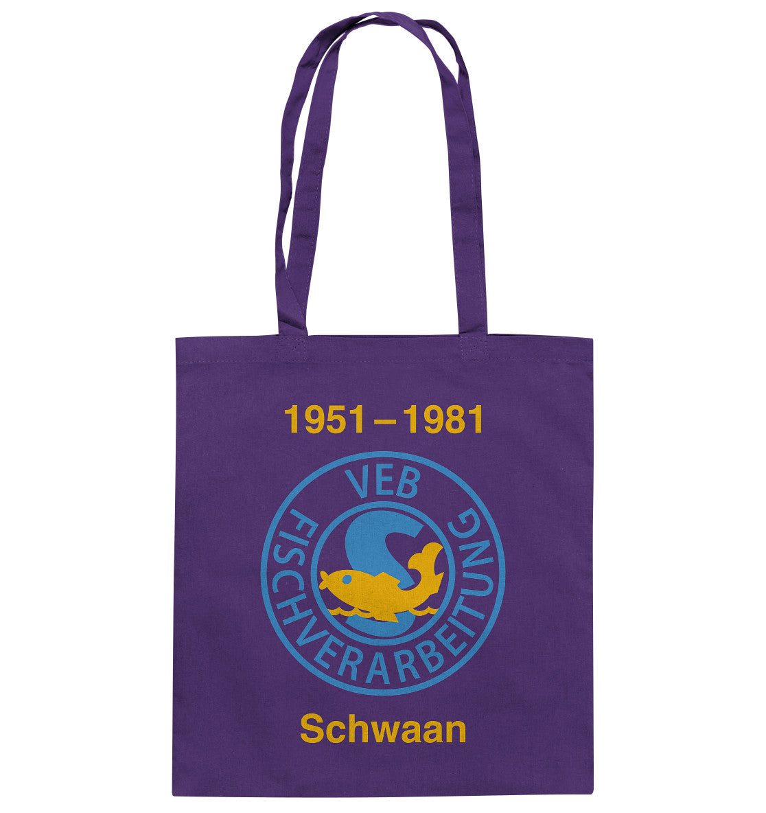 DDR Ostalgie Baumwolltasche • VEB FISCHVERARBEITUNG SCHWAAN