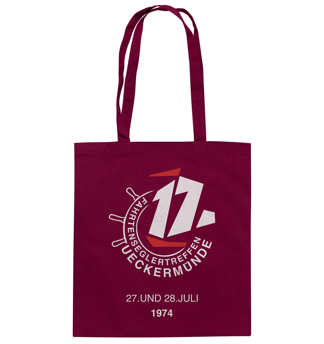 DDR Ostalgie Baumwolltasche • FAHRTENSEGLERTREFFEN UCKERMÜNDE 1974 - dunkel