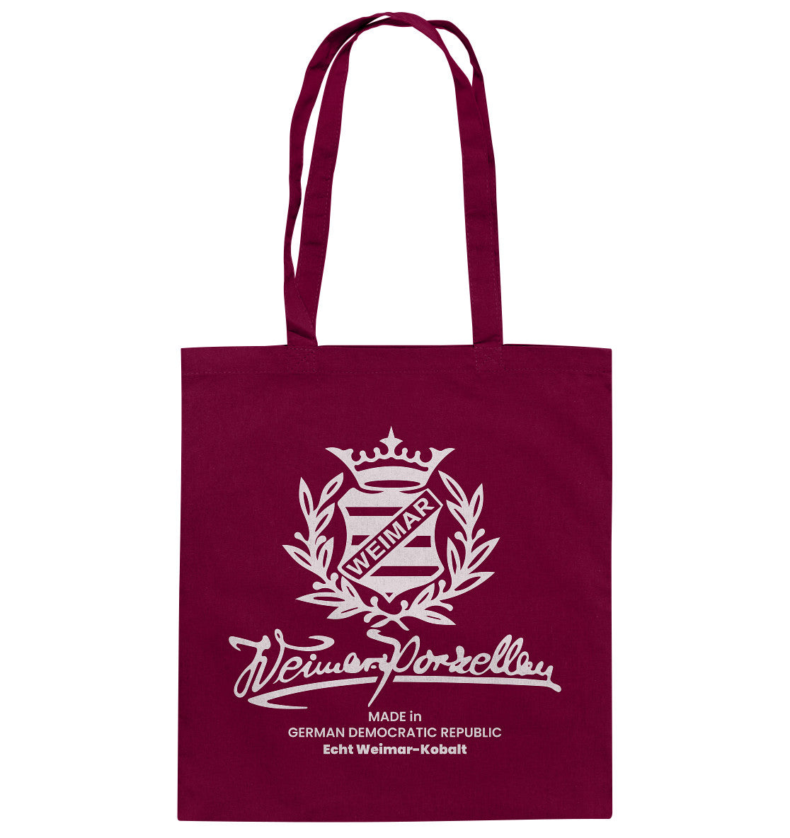DDR Ostalgie Baumwolltasche • WEIMAR-PORZELLAN BLANKENHAIN monochrom