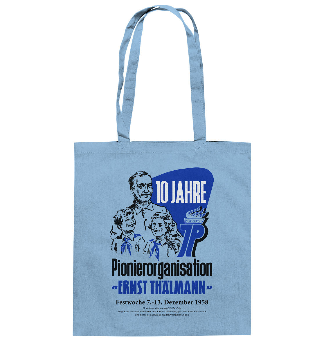 DDR Ostalgie Baumwolltasche • 10 JAHRE PIONIERORGANISATION 1958 - ORIGINAL ILLUSTRATION
