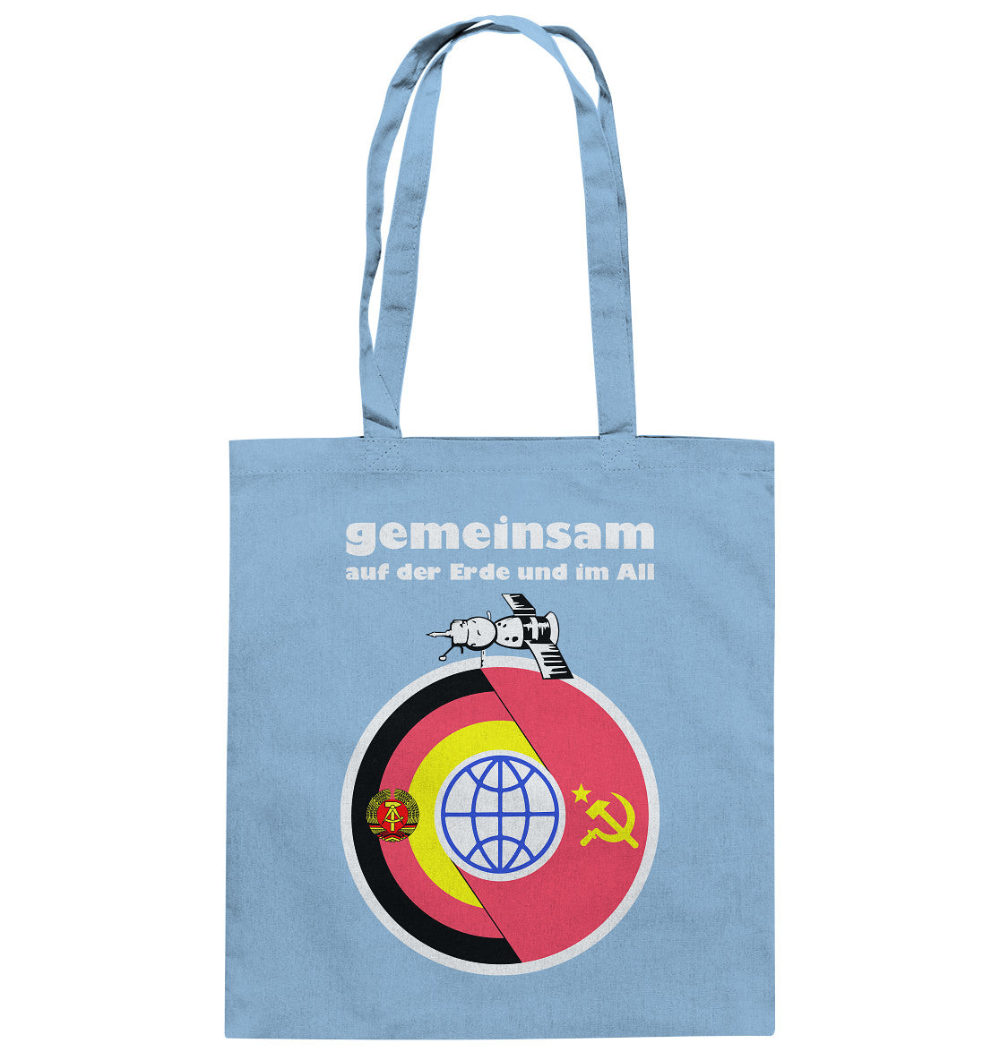 DDR Ostalgie Baumwolltasche • GEMEINSAM AUF DER ERDE UND IM ALL