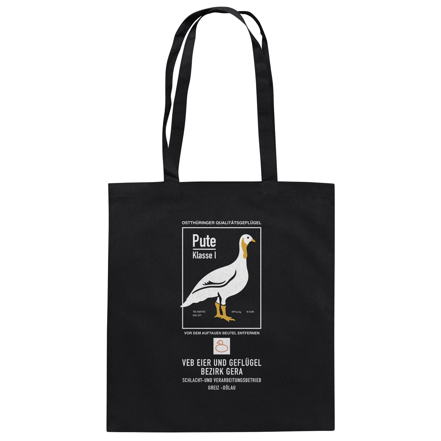 DDR Ostalgie Baumwolltasche • PUTE KLASSE 1 - VEB EIER UND GEFLÜGEL GERA