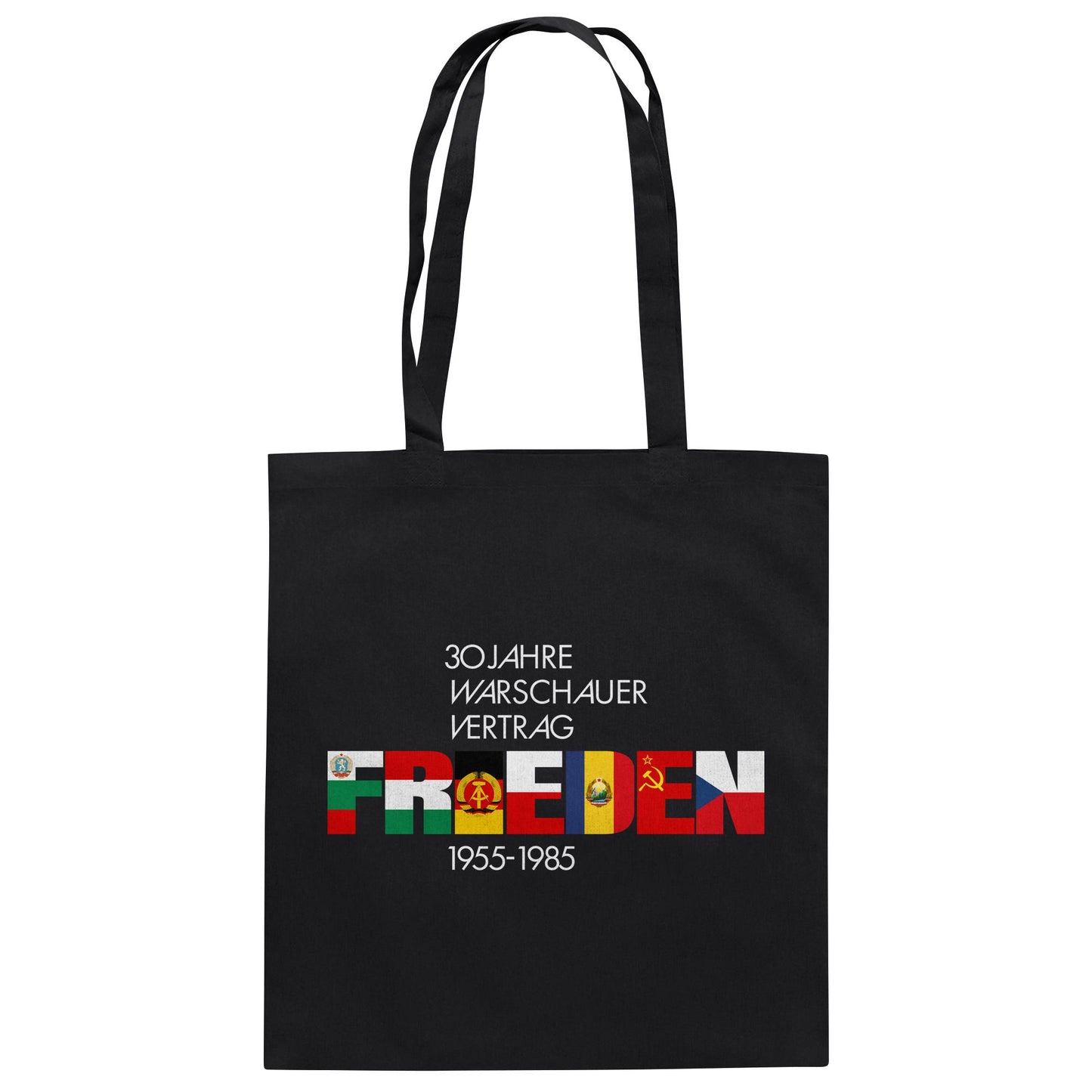 DDR Ostalgie Baumwolltasche • FRIEDEN - 30 JAHRE WARSCHAUER VERTRAG (DDR-BRIEFMARKE)