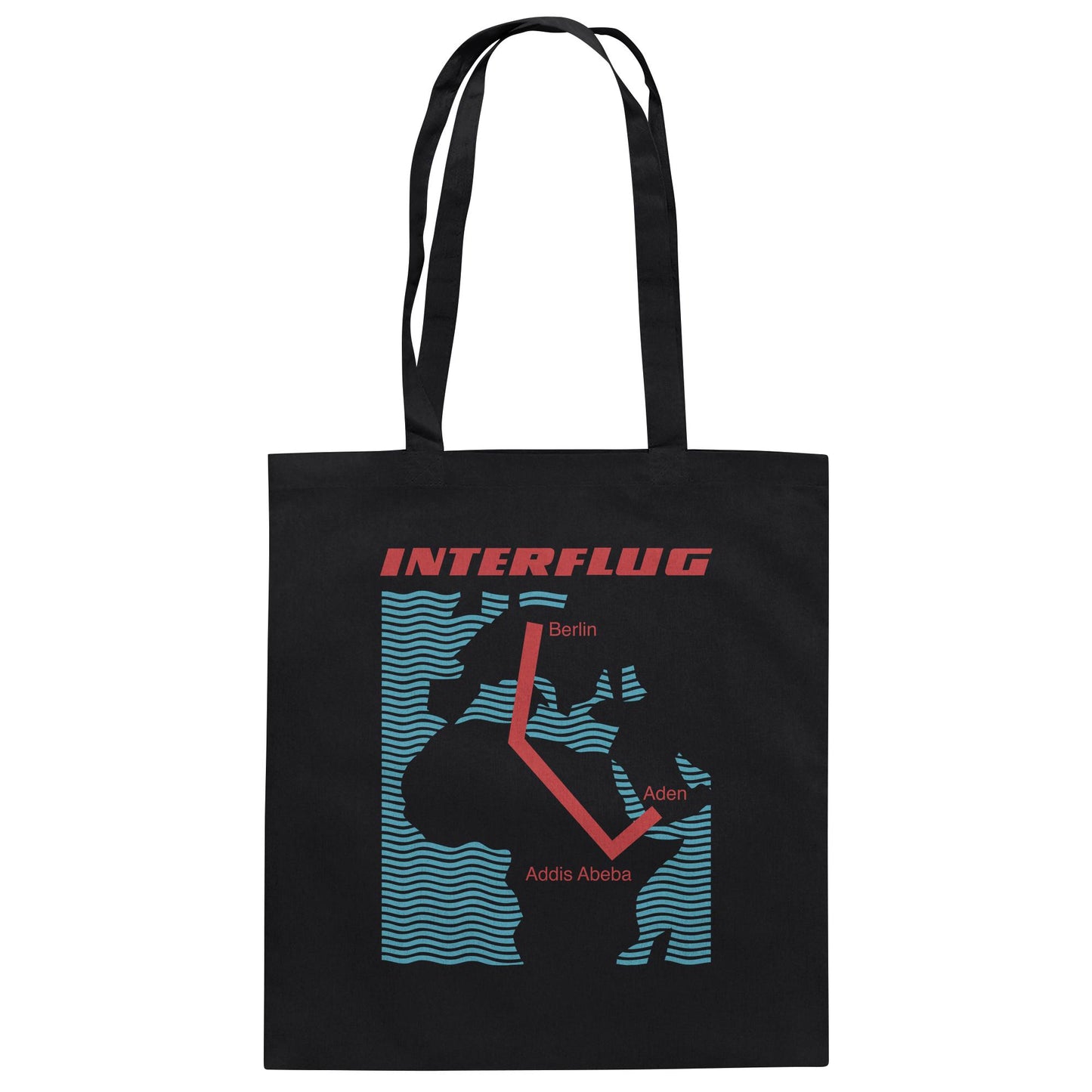 DDR Ostalgie Baumwolltasche • INTERFLUG BERLIN - ADDIS ABEBA (ORIGINAL SONDERSTEMPEL)