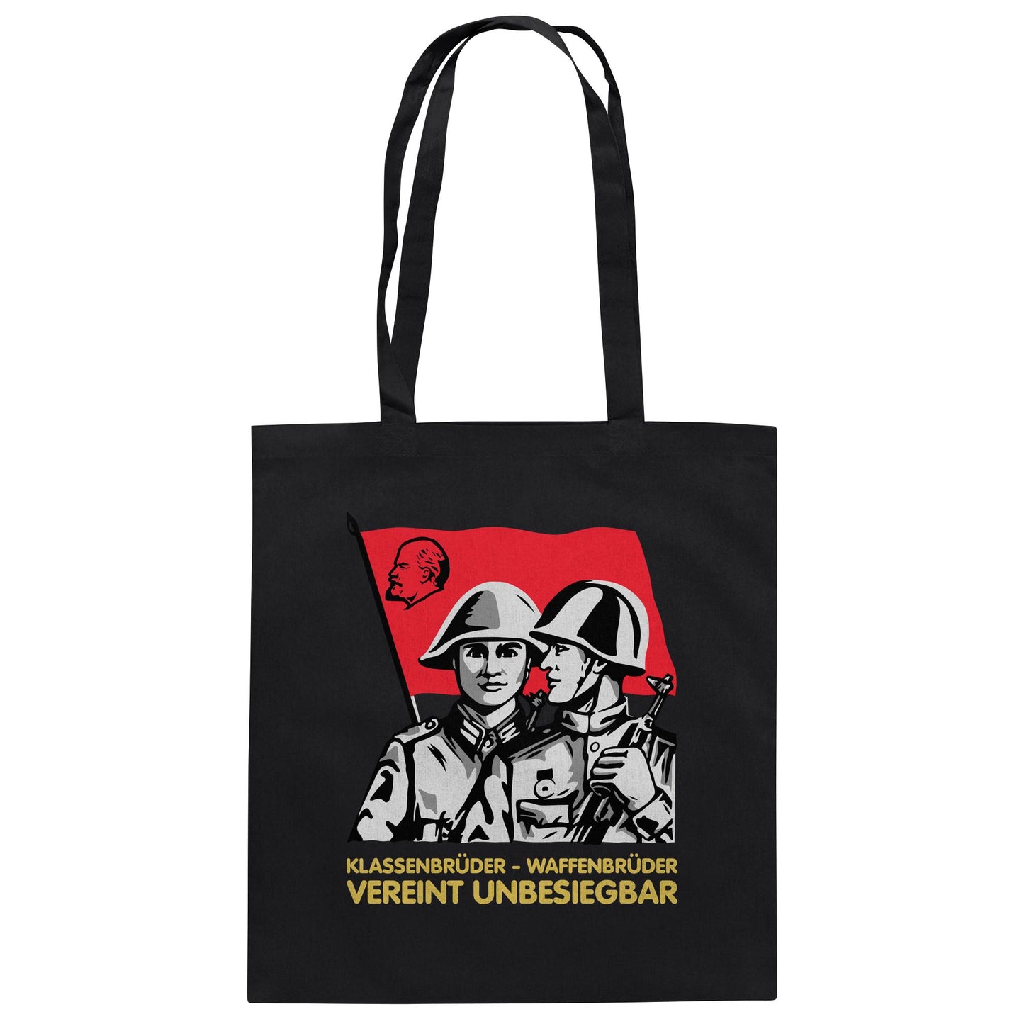 DDR Ostalgie Baumwolltasche • KLASSENBRÜDER WAFFENBRÜDER - VEREINT UNBESIEGBAR (NVA)