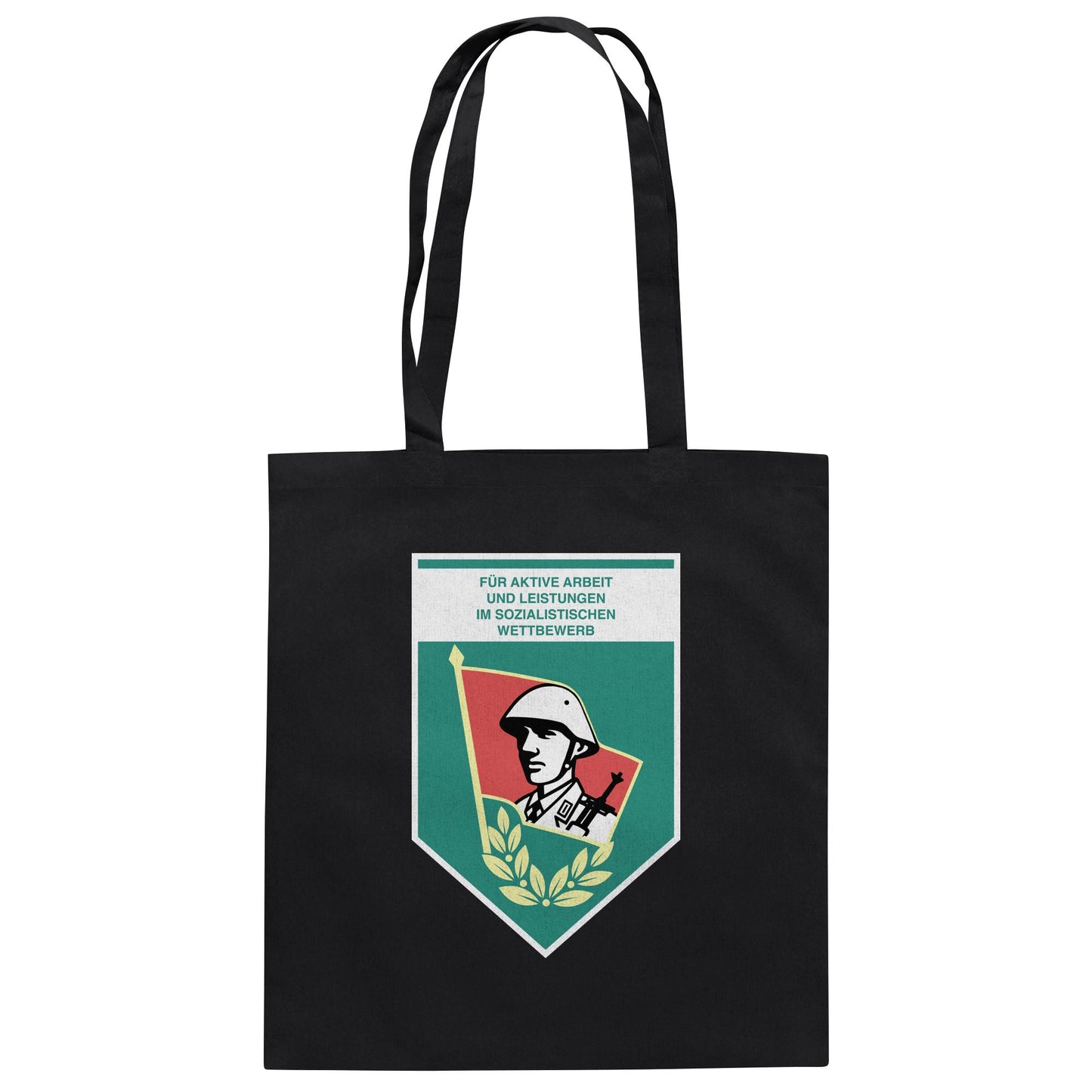 DDR Ostalgie Baumwolltasche • FÜR AKTIVE LEISTUNG UND ARBEIT (ORIGINAL WIMPEL)