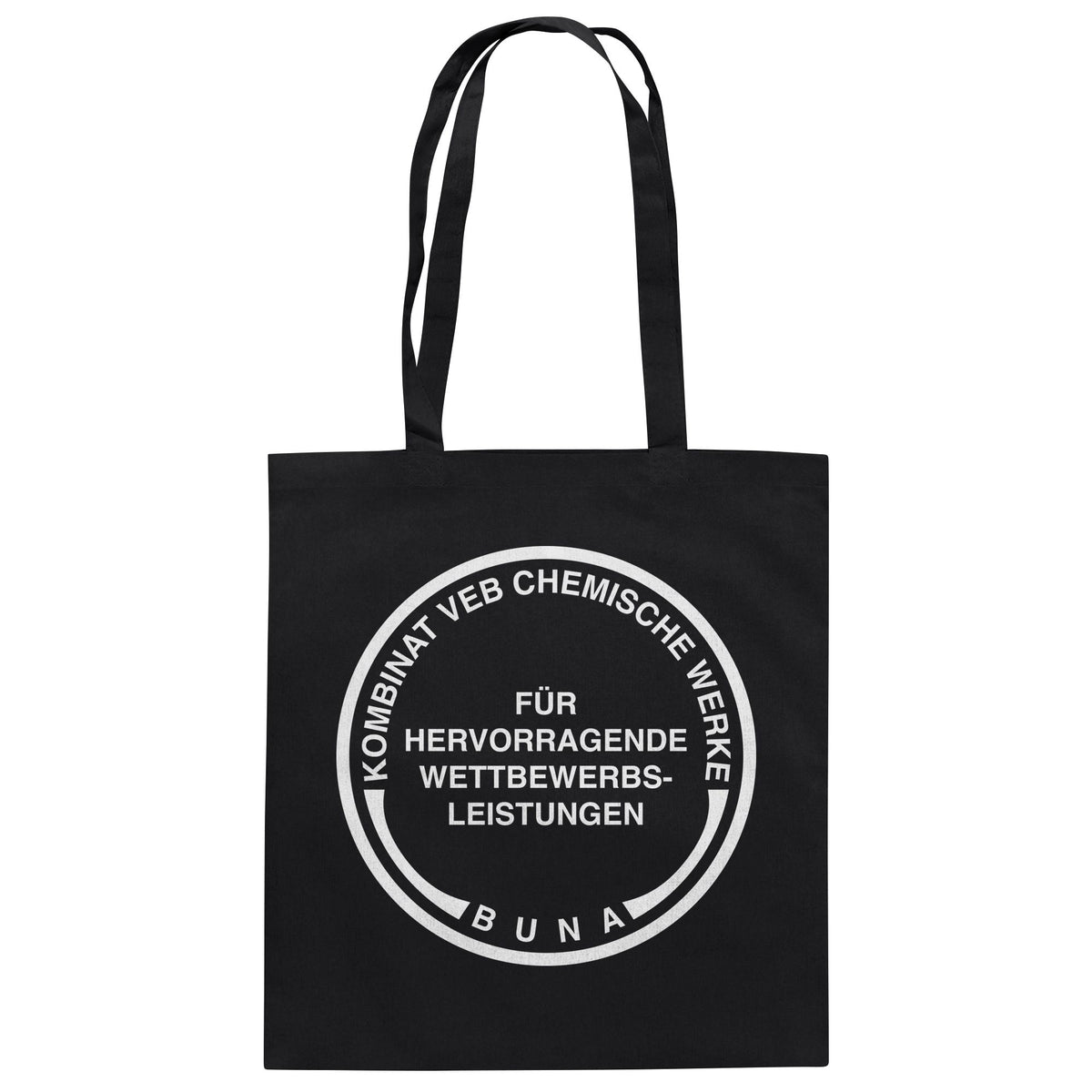 DDR Ostalgie Baumwolltasche • KOMBINAT BUNA - FÜR HERVORRAGENDE LEISTUNGEN (ORIGINAL-MÜNZE)