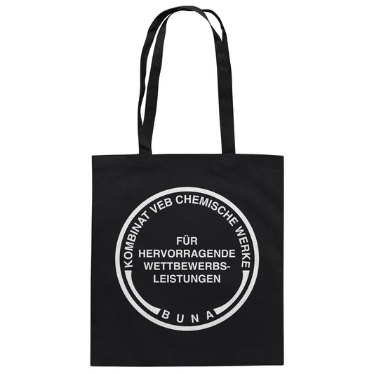 DDR Ostalgie Baumwolltasche • KOMBINAT BUNA - FÜR HERVORRAGENDE LEISTUNGEN (ORIGINAL-MÜNZE)