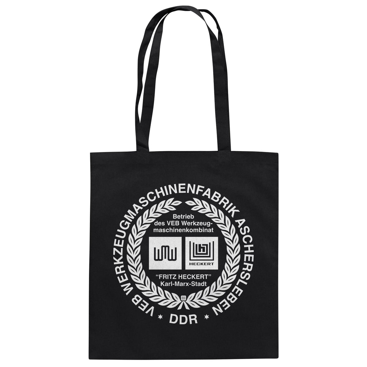 DDR Ostalgie Baumwolltasche • VEB WERKZEUGMASCHINENKOMBINAT FRITZ HECKERT - ASCHERSLEBEN