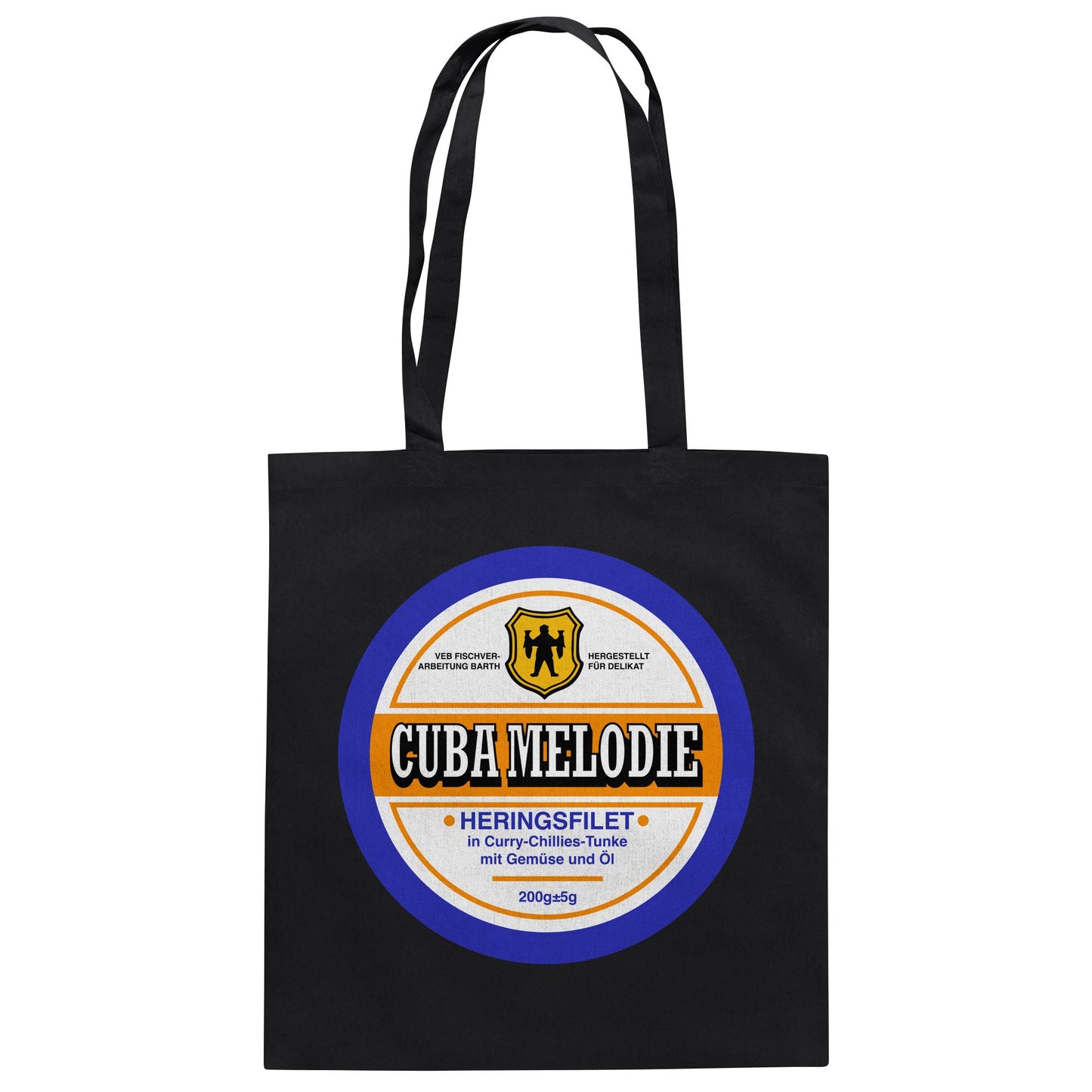 DDR Ostalgie Baumwolltasche • CUBA MELODIE HERINGSFILET - VEB FISCHVERARBEITUNG BARTH
