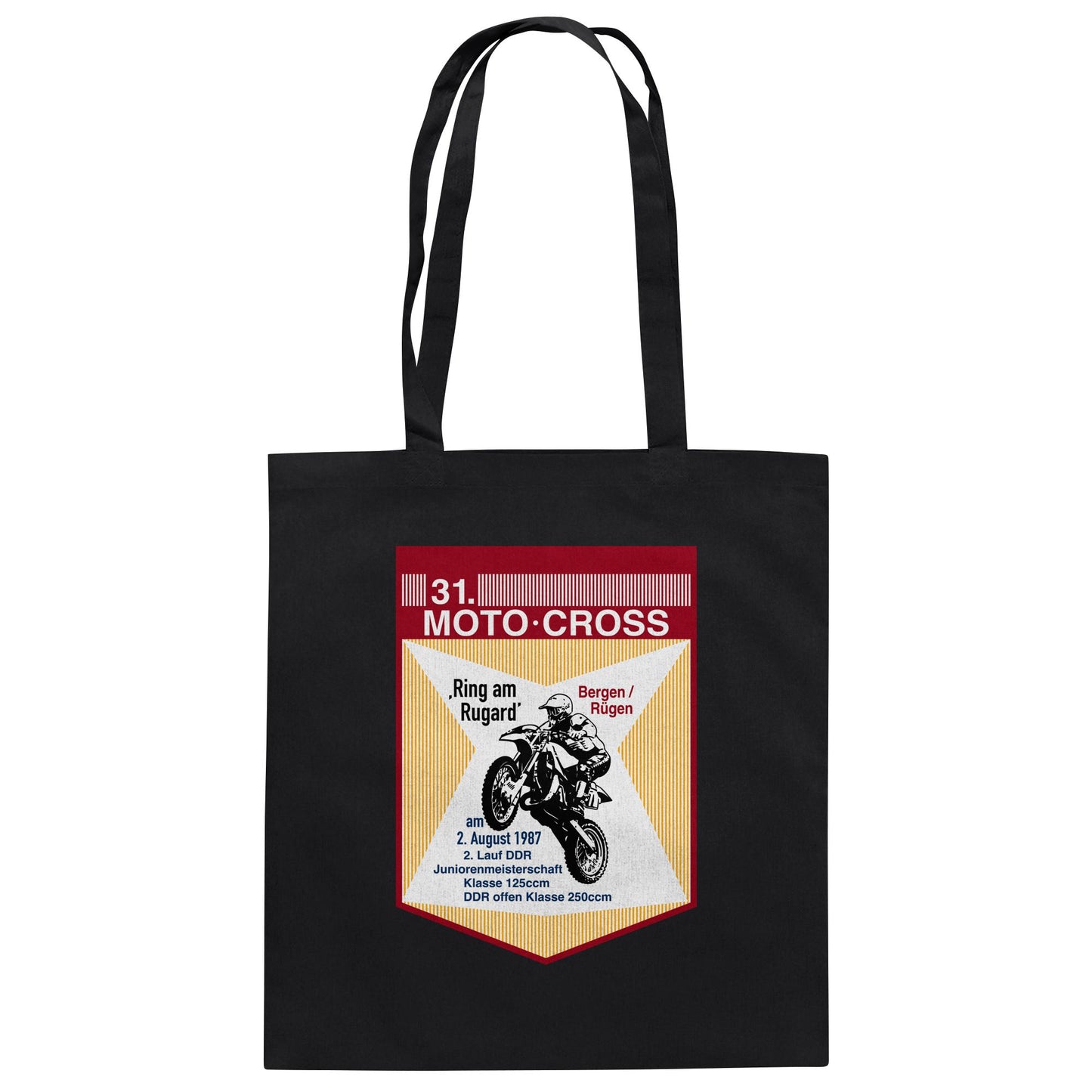 DDR Ostalgie Baumwolltasche • 31. MOTO-CROSS DDR-MEISTERSCHAFT - 1987 BERGEN RÜGEN (ORIGINALWIMPEL)