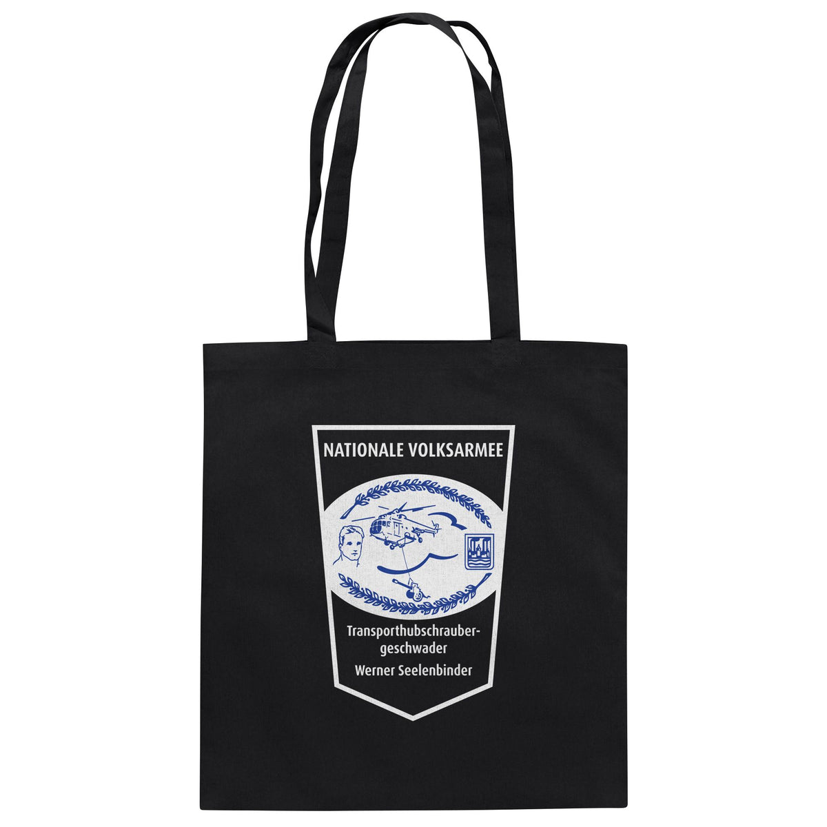 DDR Ostalgie Baumwolltasche • NVA - TRANSPORTHUBSCHRAUBERGESCHWADER WERNER SEELENBINDER