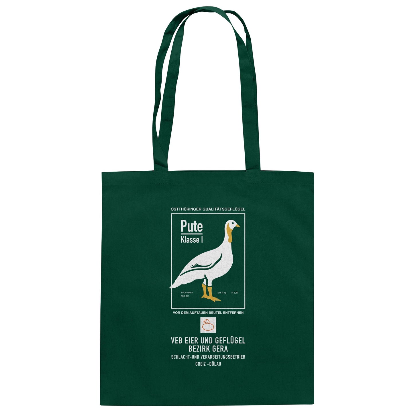 DDR Ostalgie Baumwolltasche • PUTE KLASSE 1 - VEB EIER UND GEFLÜGEL GERA