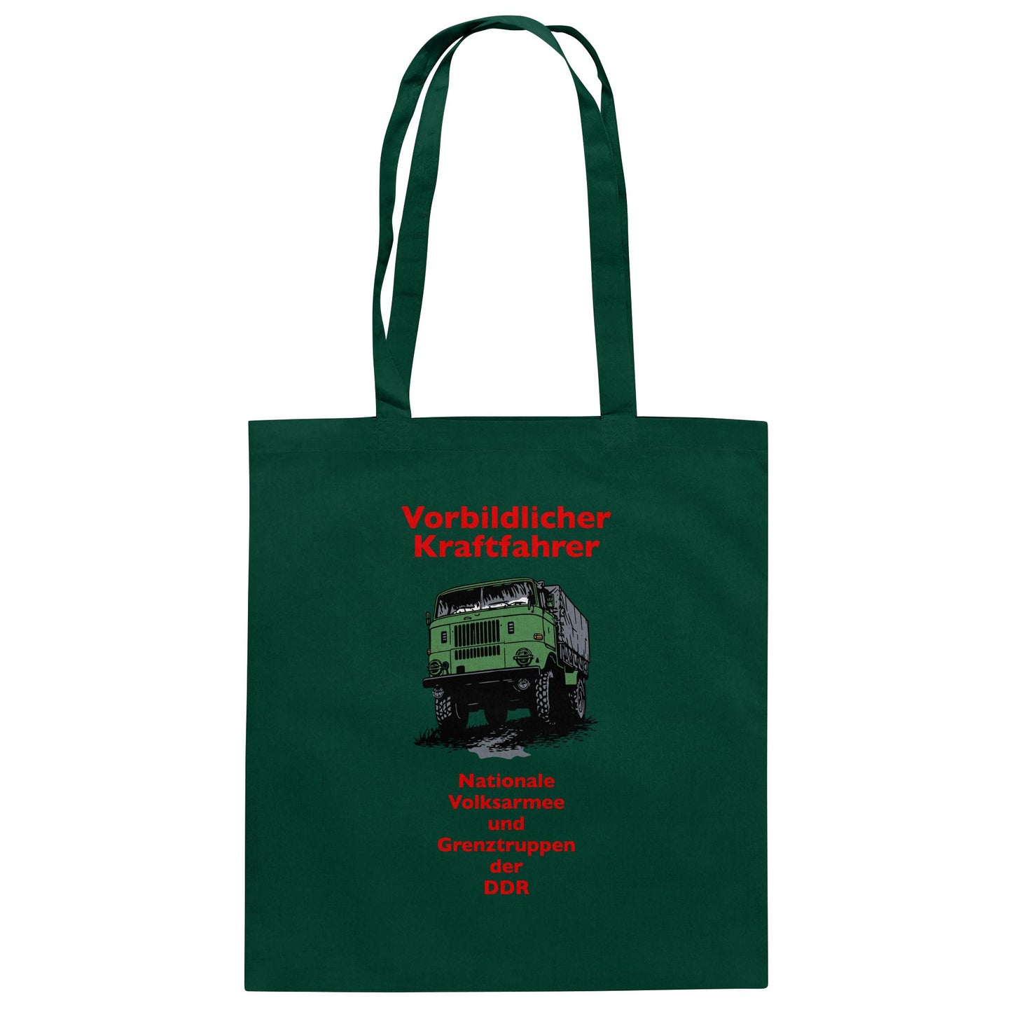 DDR Ostalgie Baumwolltasche • VORBILDLICHER KRAFTFAHRER, NVA (ORIGINAL WIMPELMOTIV)