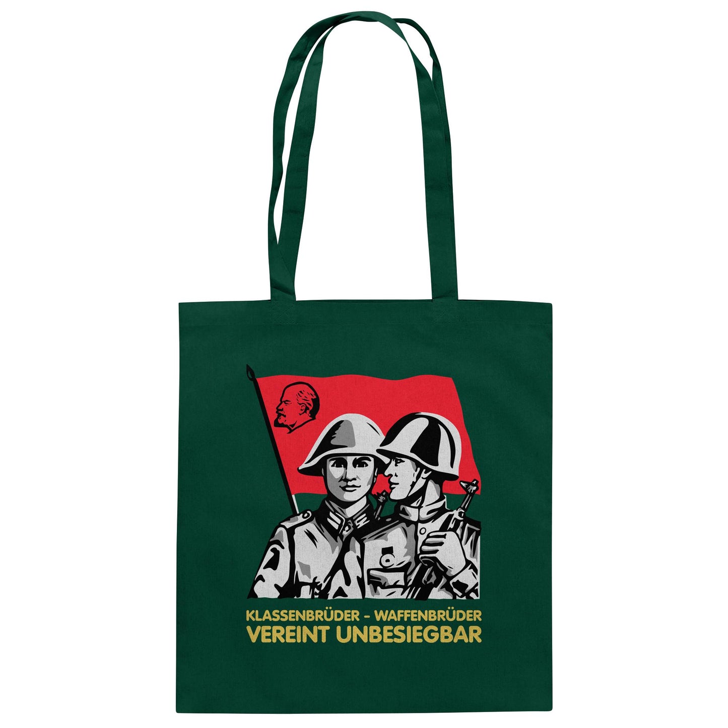 DDR Ostalgie Baumwolltasche • KLASSENBRÜDER WAFFENBRÜDER - VEREINT UNBESIEGBAR (NVA)