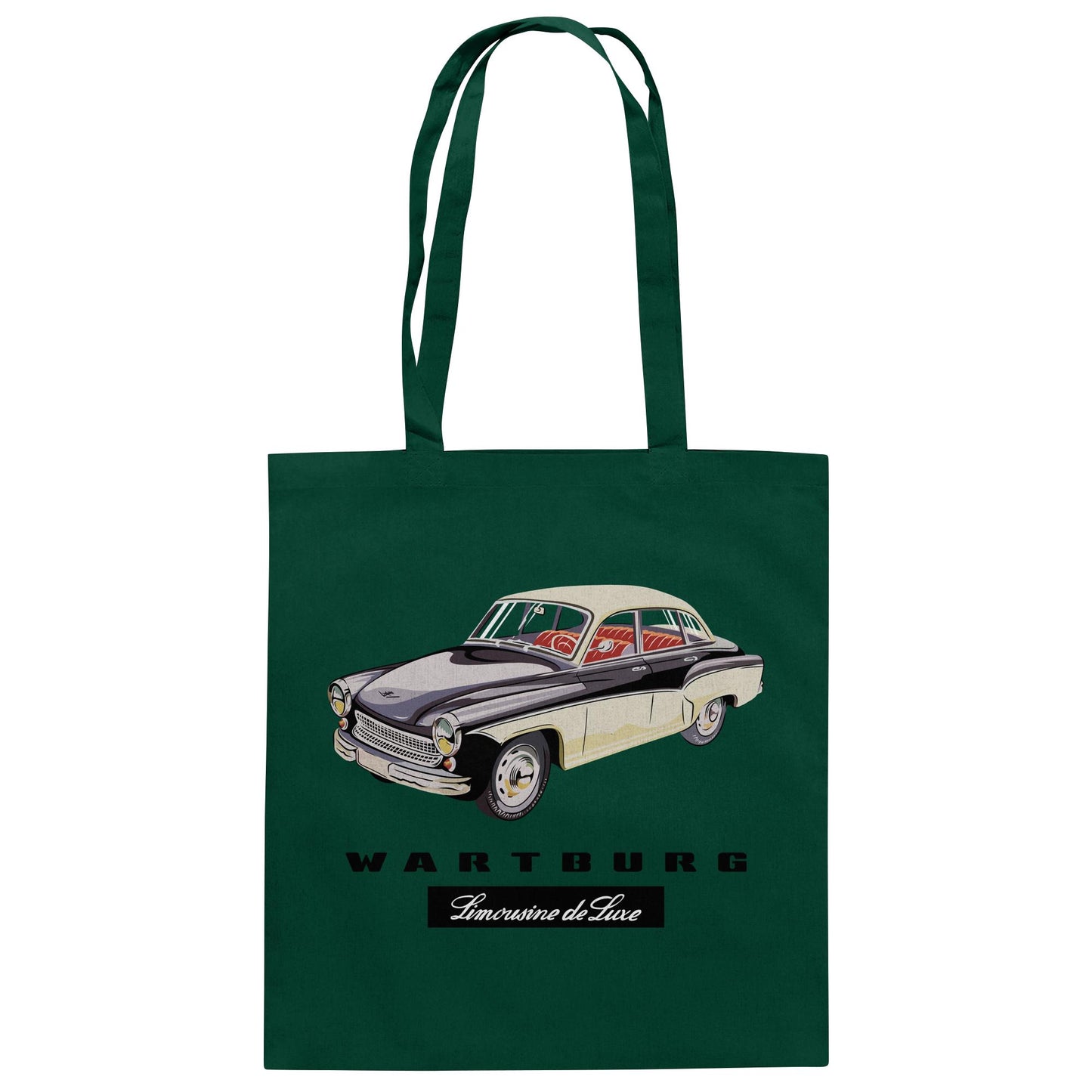 DDR Ostalgie Baumwolltasche • WARTBURG - LIMOUSINE DE LUXE (ORIGINAL WERBUNG)