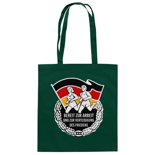 DDR Ostalgie Baumwolltasche • ORDEN - BEREIT ZUR ARBEIT UND ZUR VERTEIDIGUNG