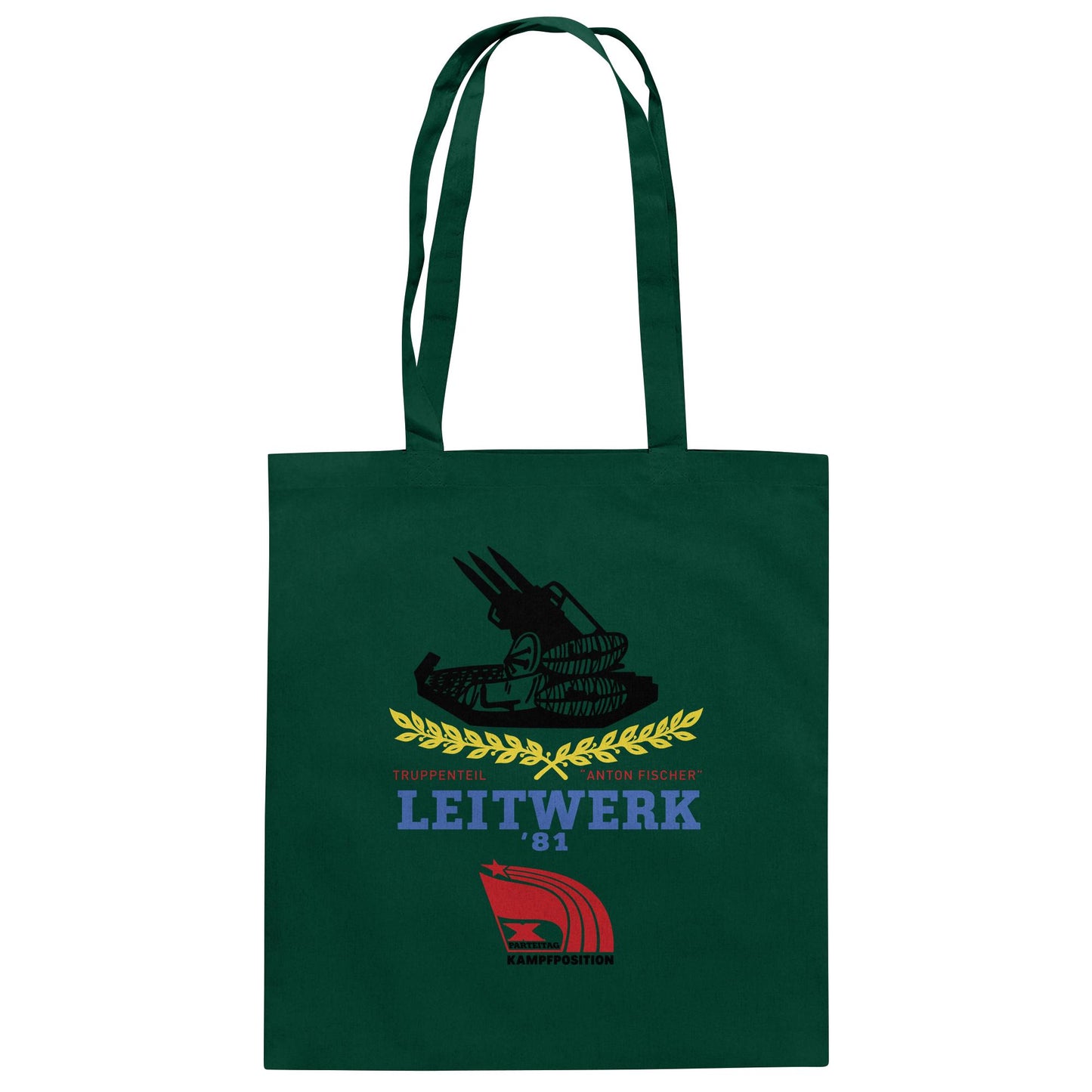 DDR Ostalgie Baumwolltasche • LEITWERK 81, TRUPPENTEIL ANTON FISCHER