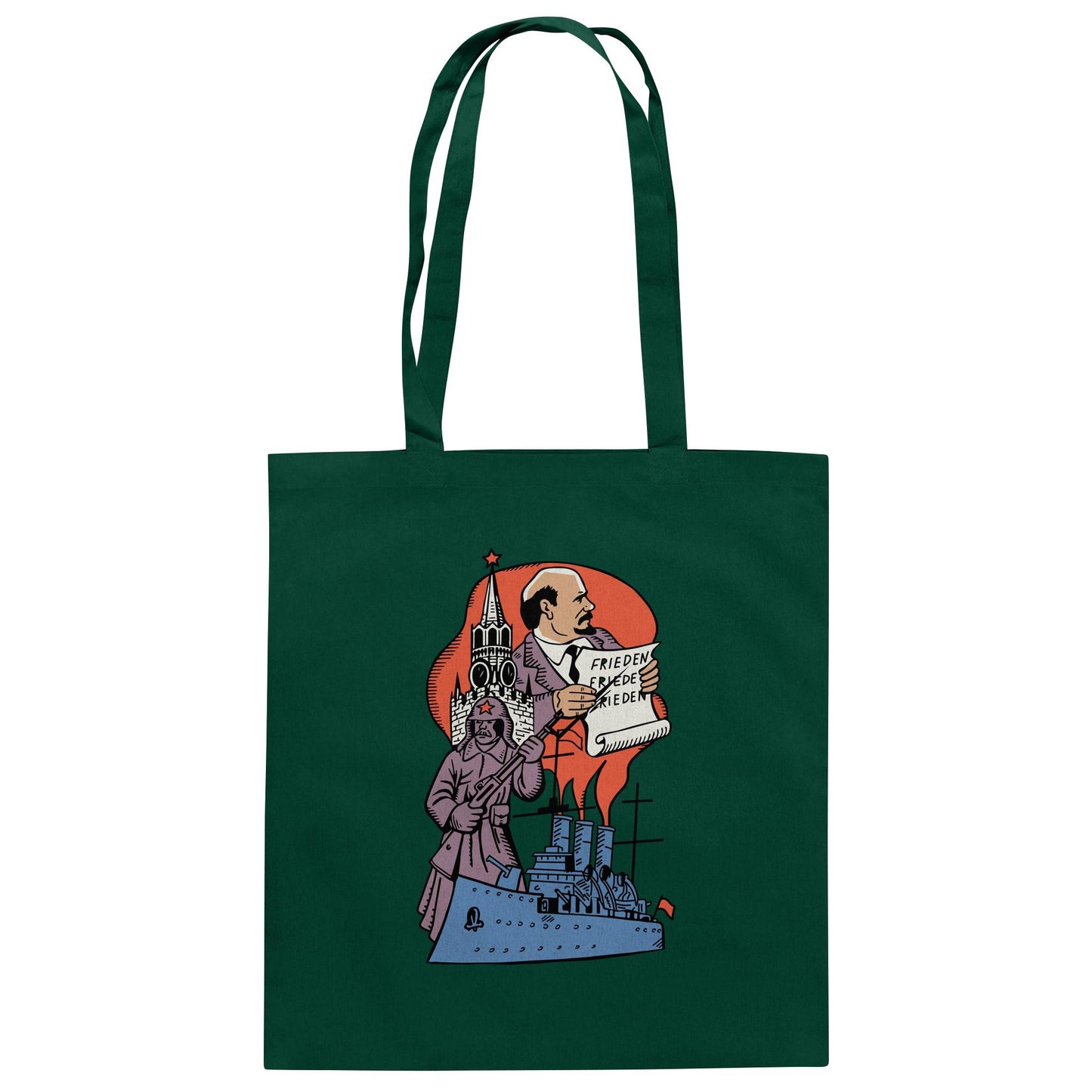 DDR Ostalgie Baumwolltasche • JAHRESTAG OKTOBERREVOLUTION 1917 (ORIGINAL POSTSTEMPEL)