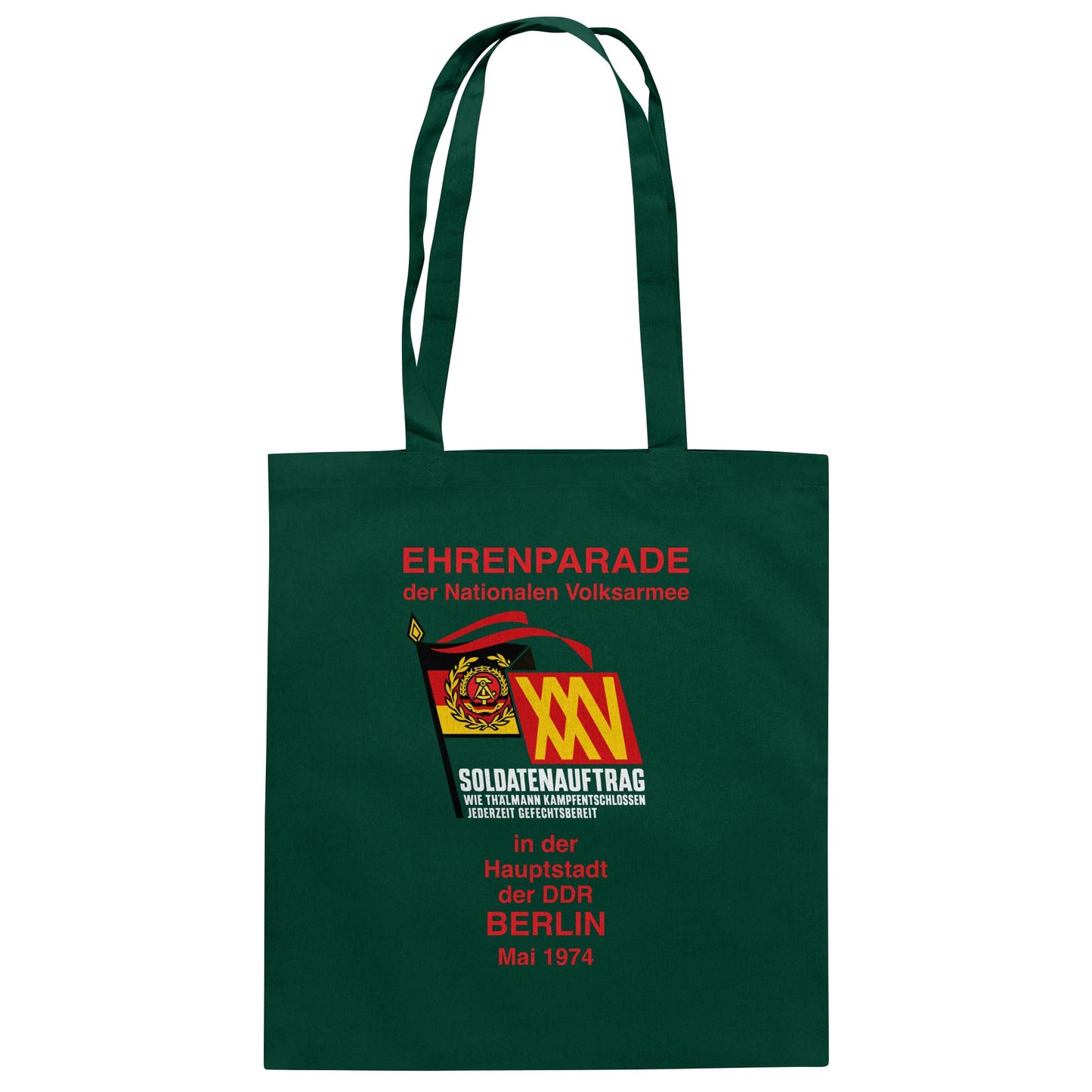 DDR Ostalgie Baumwolltasche • EHRENPARADE DER NVA, 1974 BERLIN (ORIGINALWIMPEL)