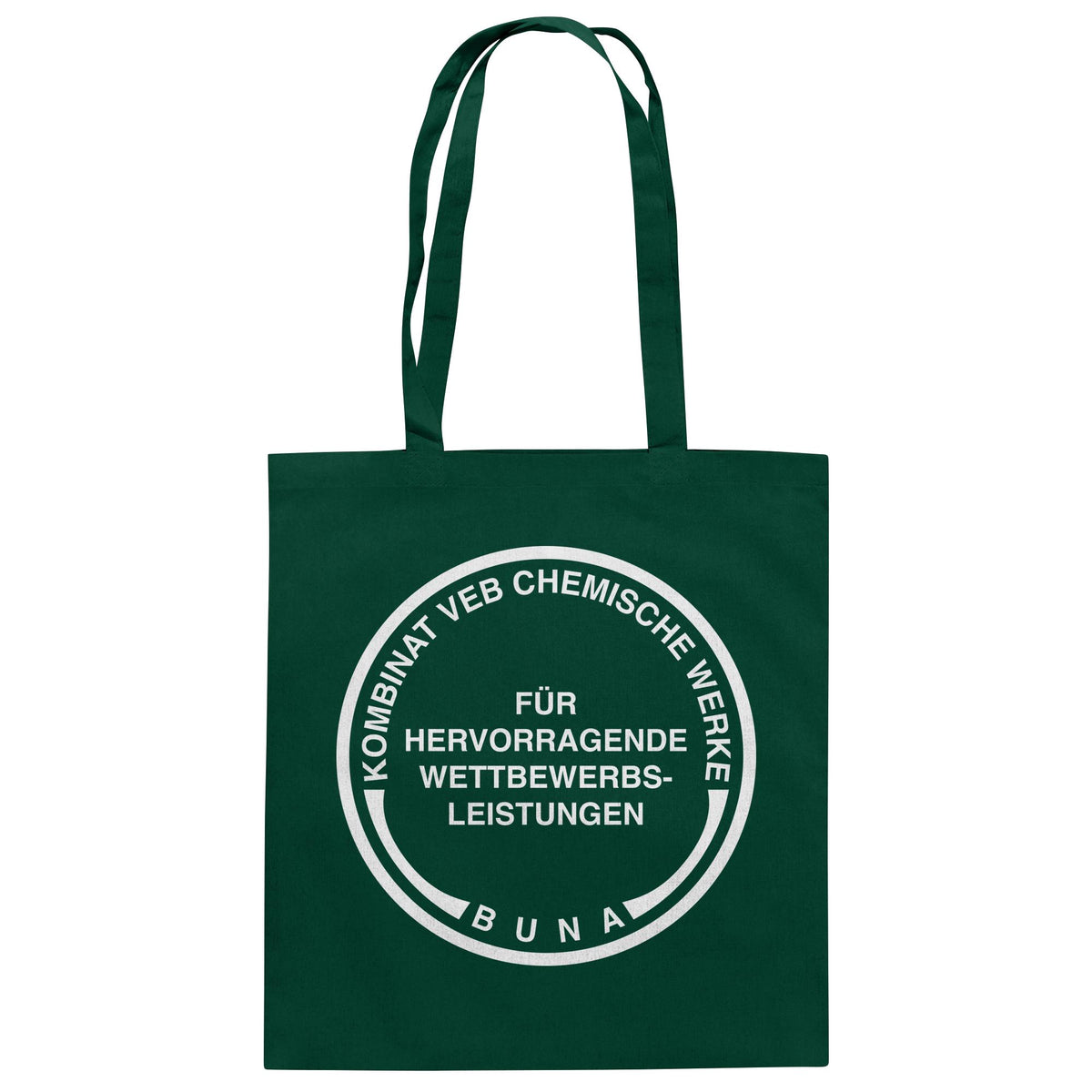 DDR Ostalgie Baumwolltasche • KOMBINAT BUNA - FÜR HERVORRAGENDE LEISTUNGEN (ORIGINAL-MÜNZE)