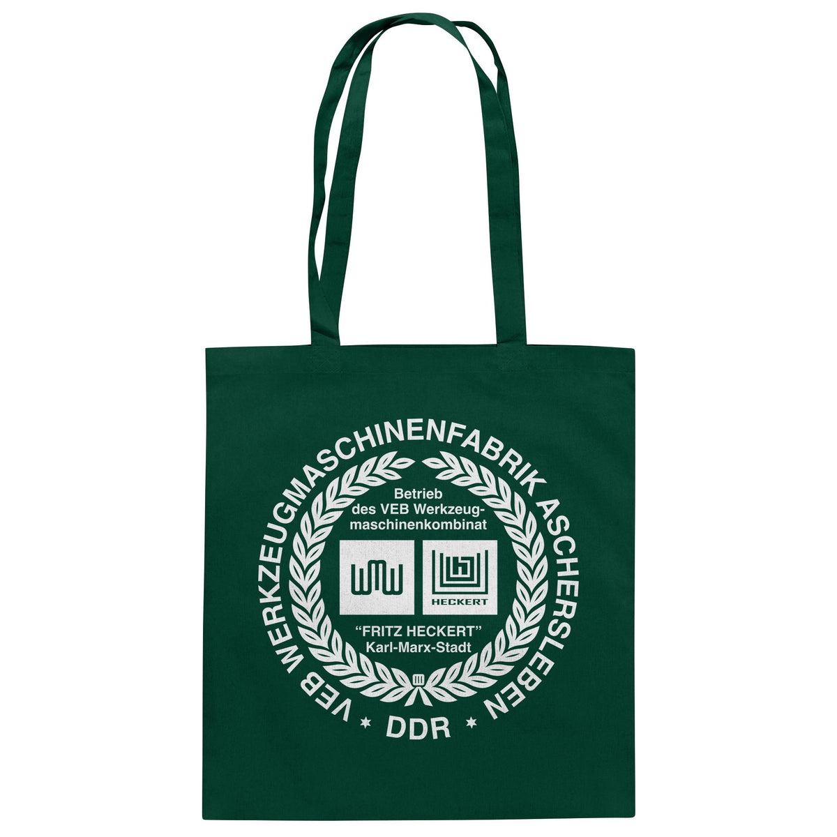 DDR Ostalgie Baumwolltasche • VEB WERKZEUGMASCHINENKOMBINAT FRITZ HECKERT - ASCHERSLEBEN