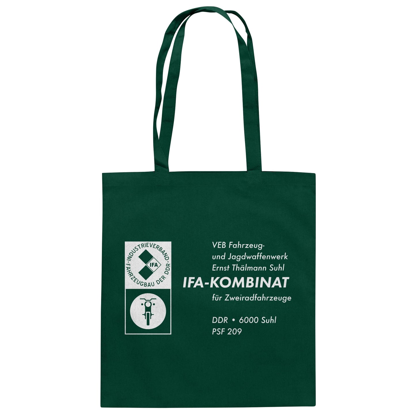 DDR Ostalgie Baumwolltasche • VEB FAHRZEUG- UND JAGDWAFFENWERK ERNST THÄLMANN SUHL