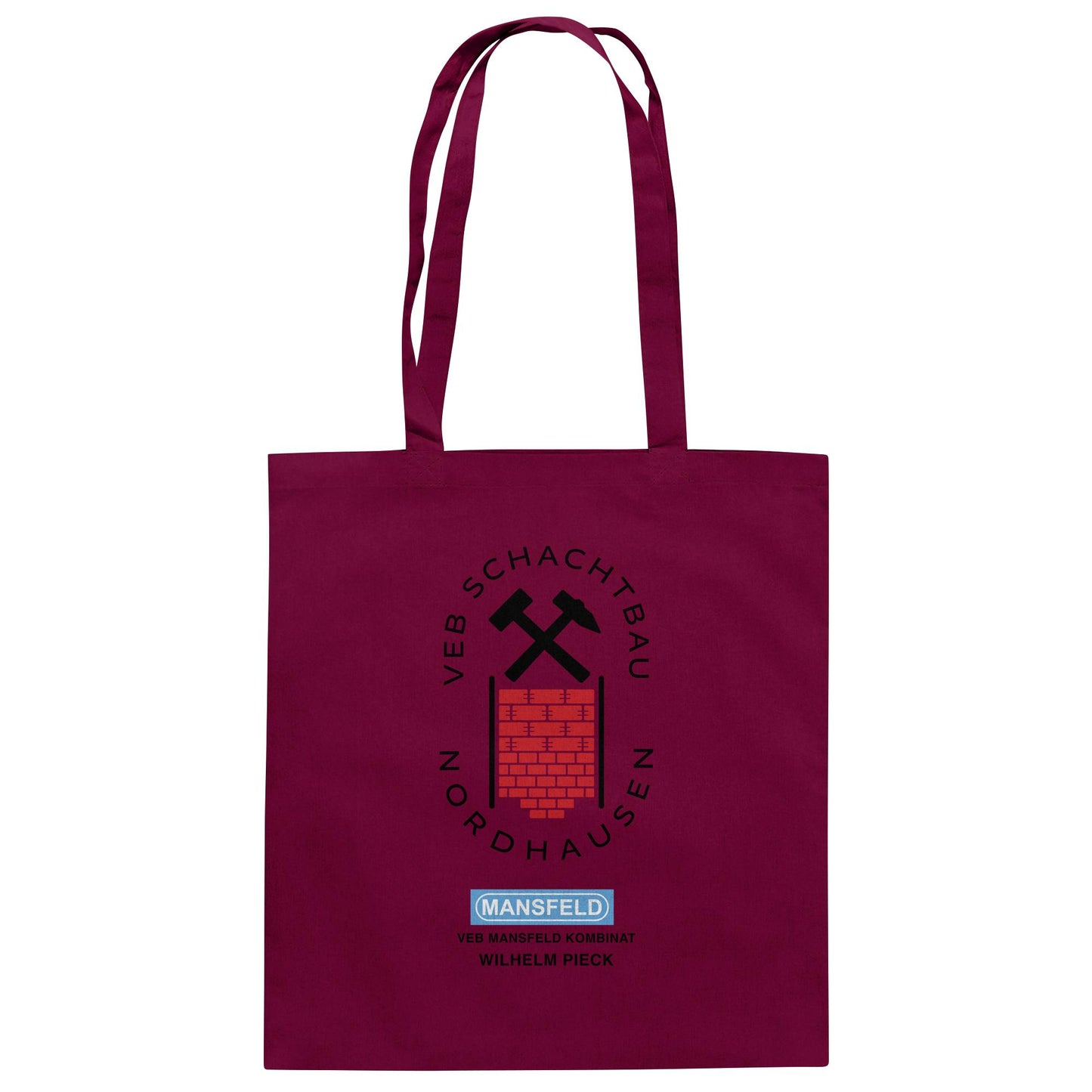 DDR Ostalgie Baumwolltasche • VEB SCHACHTBAU NORDHAUSEN - VEB MANSFELD KOMBINAT