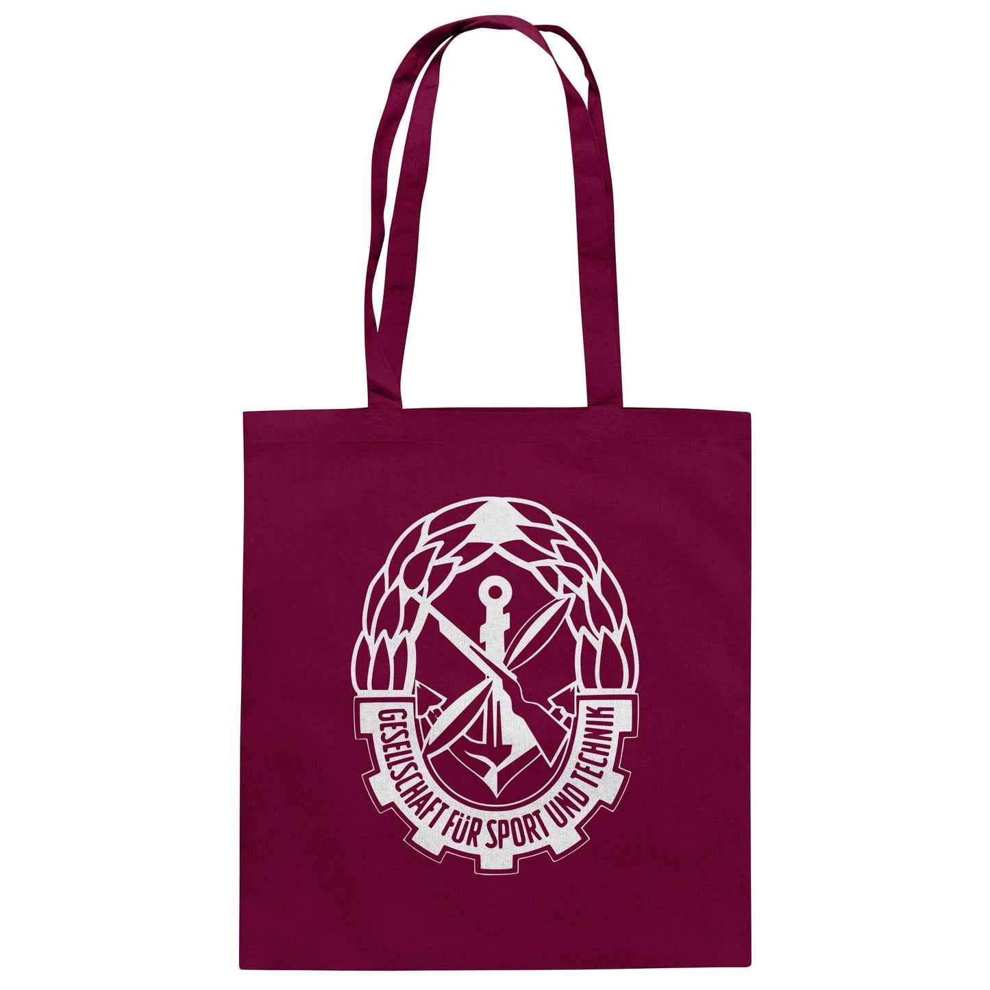 DDR Ostalgie Baumwolltasche • GST - GESELLSCHAFT FÜR SPORT UND TECHNIK (BRUST EMBLEM)