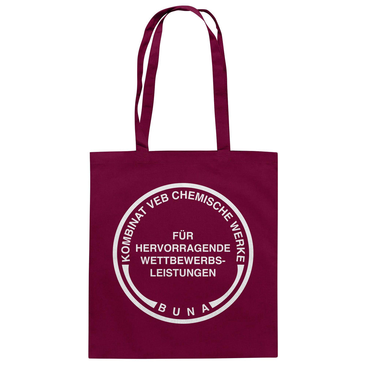 DDR Ostalgie Baumwolltasche • KOMBINAT BUNA - FÜR HERVORRAGENDE LEISTUNGEN (ORIGINAL-MÜNZE)