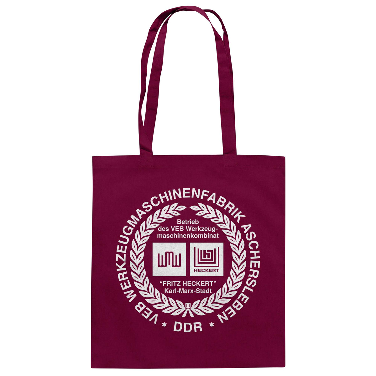 DDR Ostalgie Baumwolltasche • VEB WERKZEUGMASCHINENKOMBINAT FRITZ HECKERT - ASCHERSLEBEN