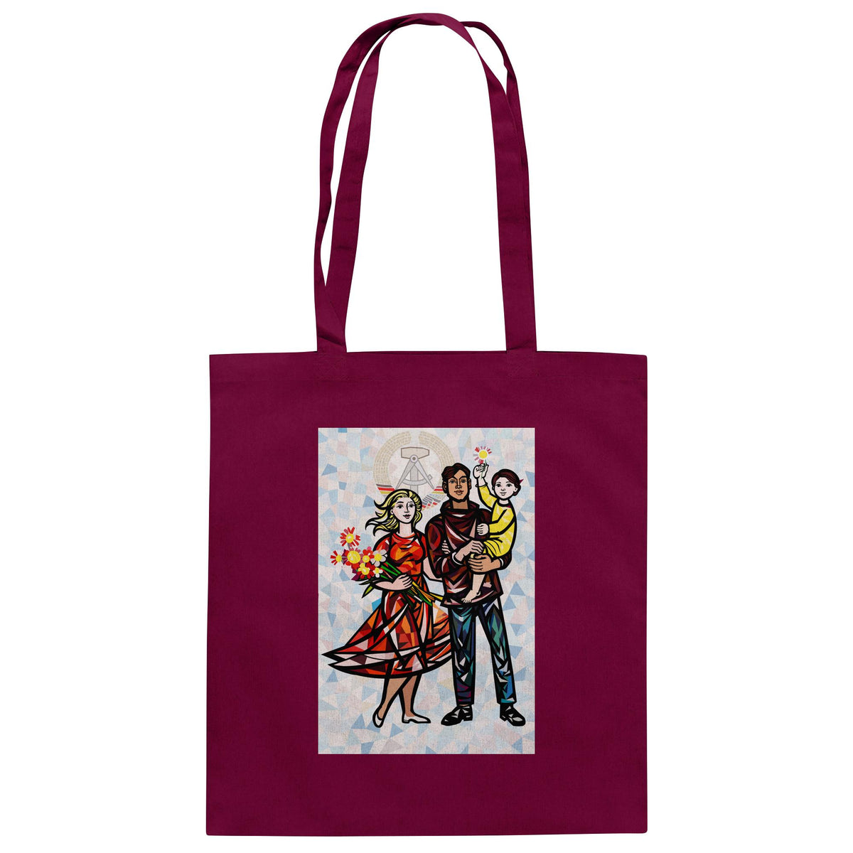 DDR Ostalgie Baumwolltasche • WALTER WOMACKA - UNSERE FAMILIE mit Hintergrund (STAATSRATSGEBÄUDE, Aus der Geschichte der Deutschen Arbeiterbewegung, 1964)