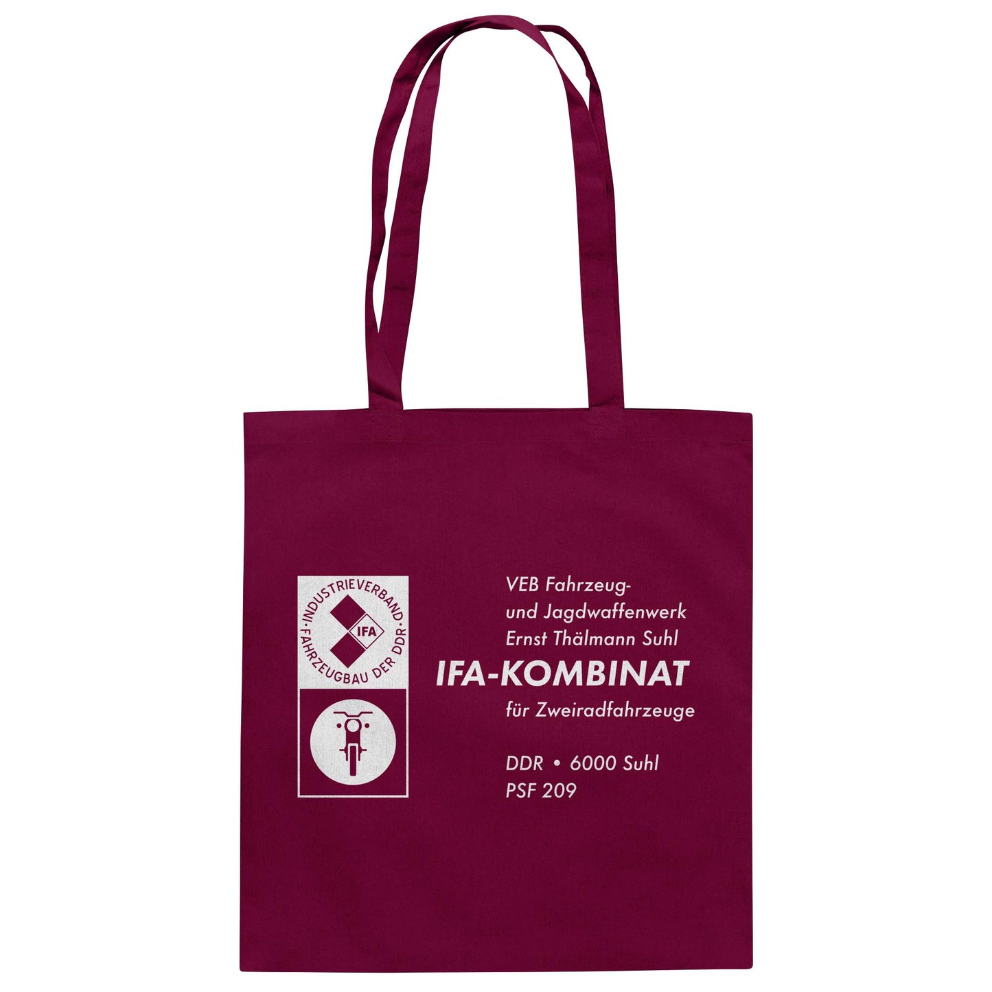 DDR Ostalgie Baumwolltasche • VEB FAHRZEUG- UND JAGDWAFFENWERK ERNST THÄLMANN SUHL