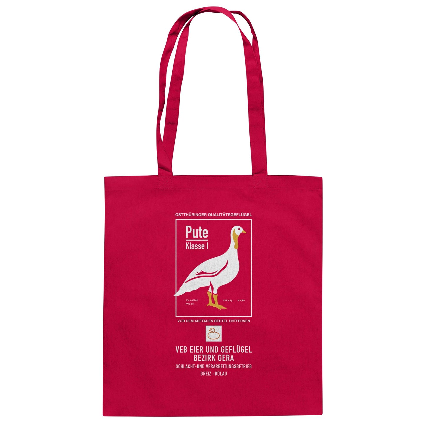 DDR Ostalgie Baumwolltasche • PUTE KLASSE 1 - VEB EIER UND GEFLÜGEL GERA