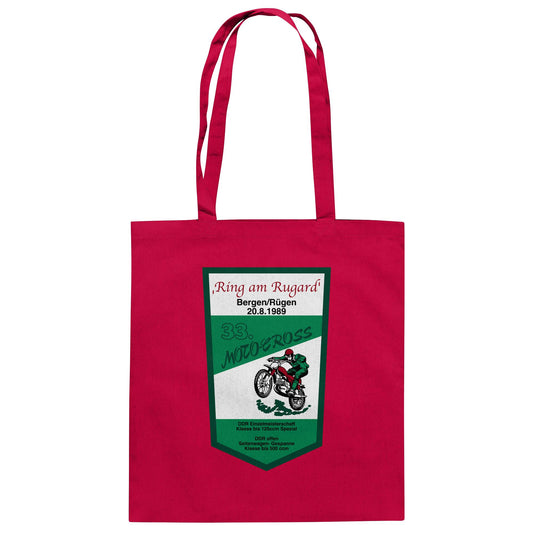 DDR Ostalgie Baumwolltasche • RING AM RUGARD, RÜGEN 33. MOTO-CROSS-RENNEN 1989 (ORIGINAL-WIMPEL)