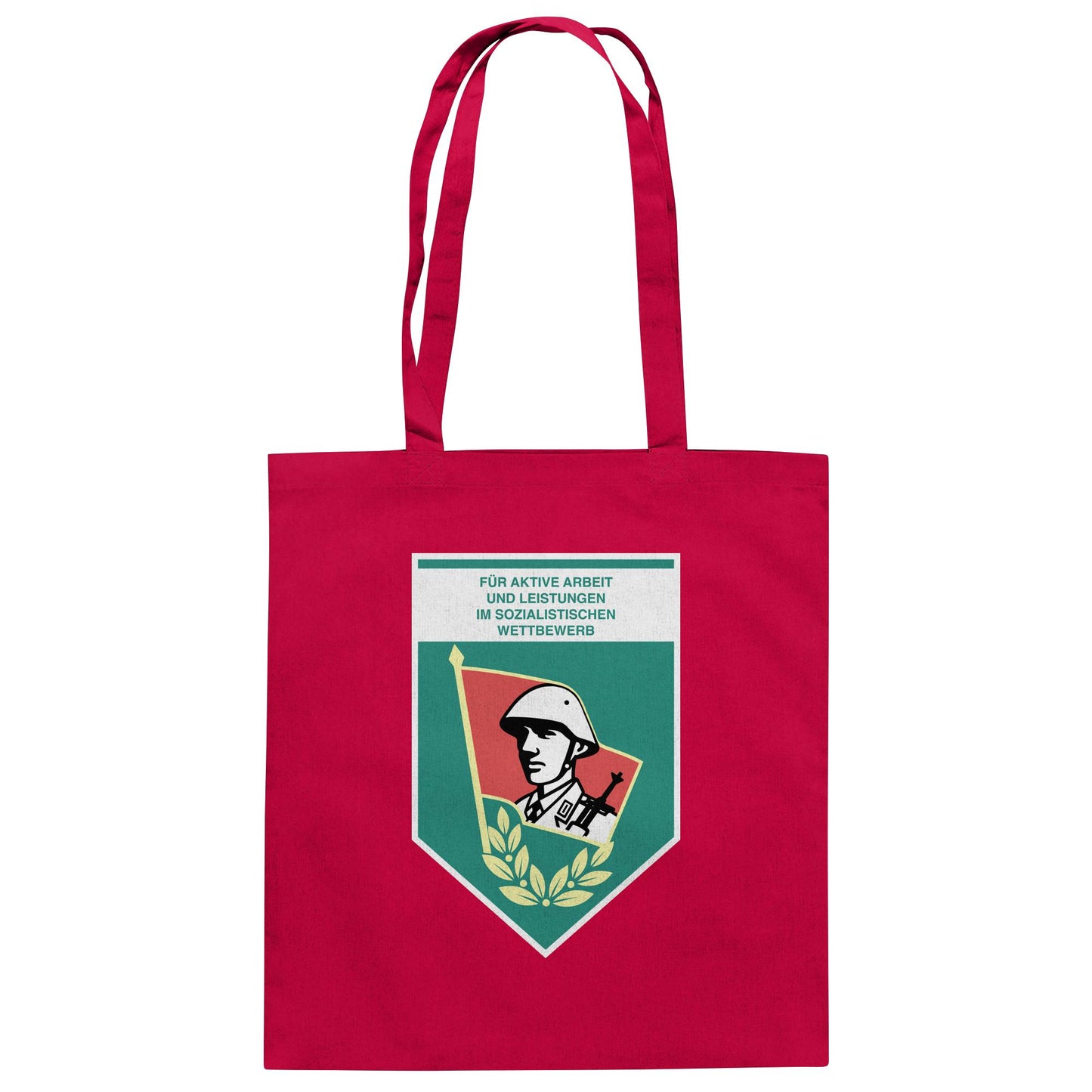 DDR Ostalgie Baumwolltasche • FÜR AKTIVE LEISTUNG UND ARBEIT (ORIGINAL WIMPEL)