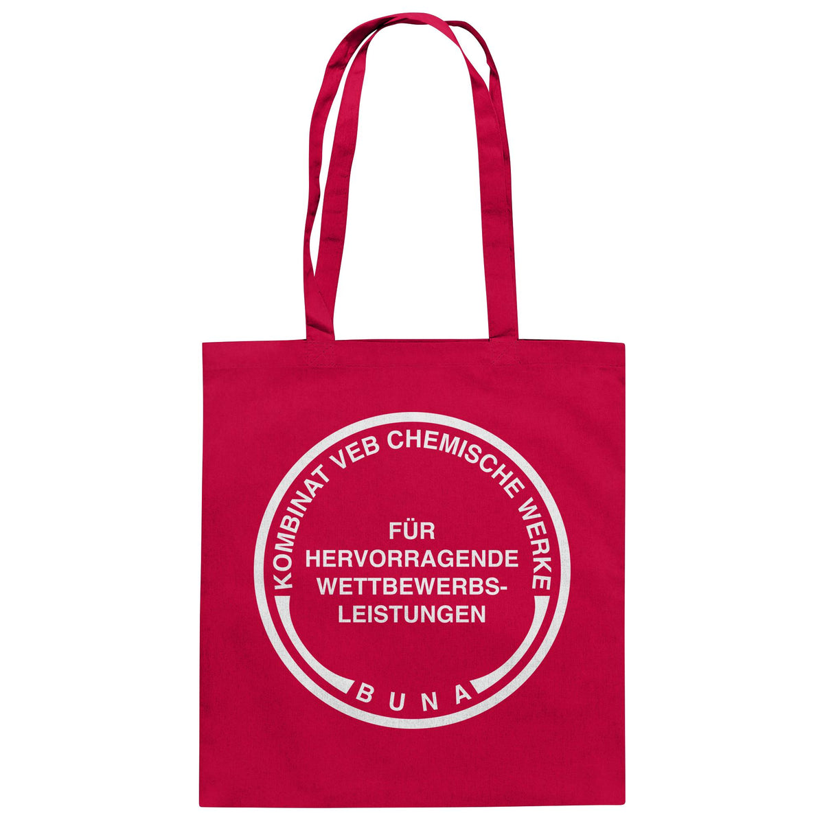DDR Ostalgie Baumwolltasche • KOMBINAT BUNA - FÜR HERVORRAGENDE LEISTUNGEN (ORIGINAL-MÜNZE)