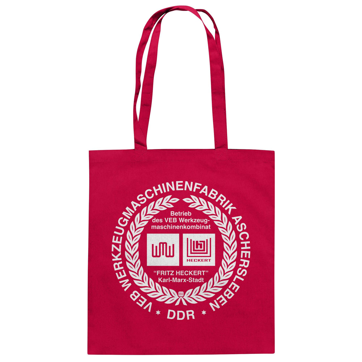 DDR Ostalgie Baumwolltasche • VEB WERKZEUGMASCHINENKOMBINAT FRITZ HECKERT - ASCHERSLEBEN