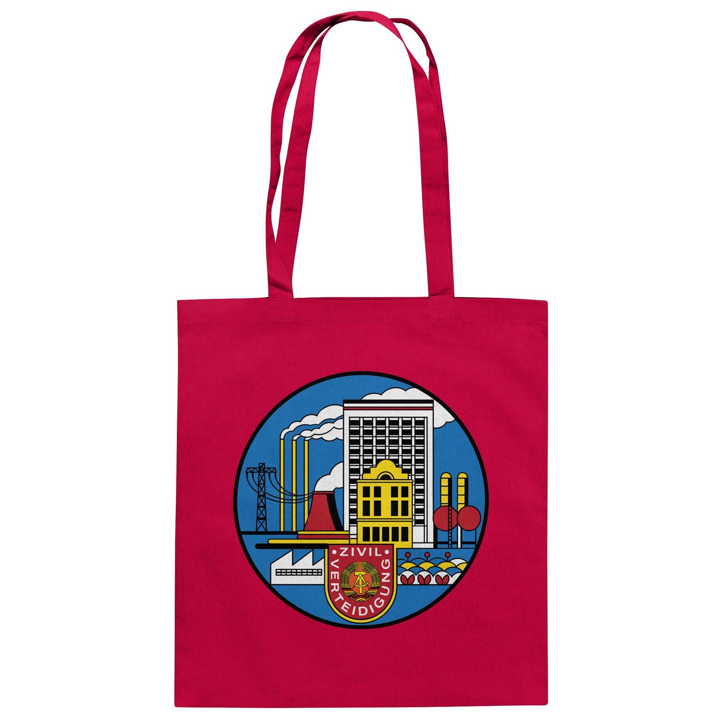 DDR Ostalgie Baumwolltasche • DDR ZIVILVERTEIDIGUNG (ORIGINAL GLAS-DESIGN)