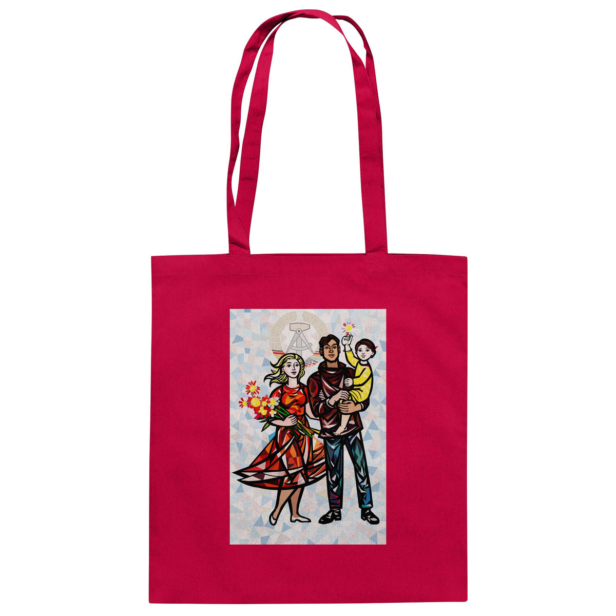 DDR Ostalgie Baumwolltasche • WALTER WOMACKA - UNSERE FAMILIE mit Hintergrund (STAATSRATSGEBÄUDE, Aus der Geschichte der Deutschen Arbeiterbewegung, 1964)