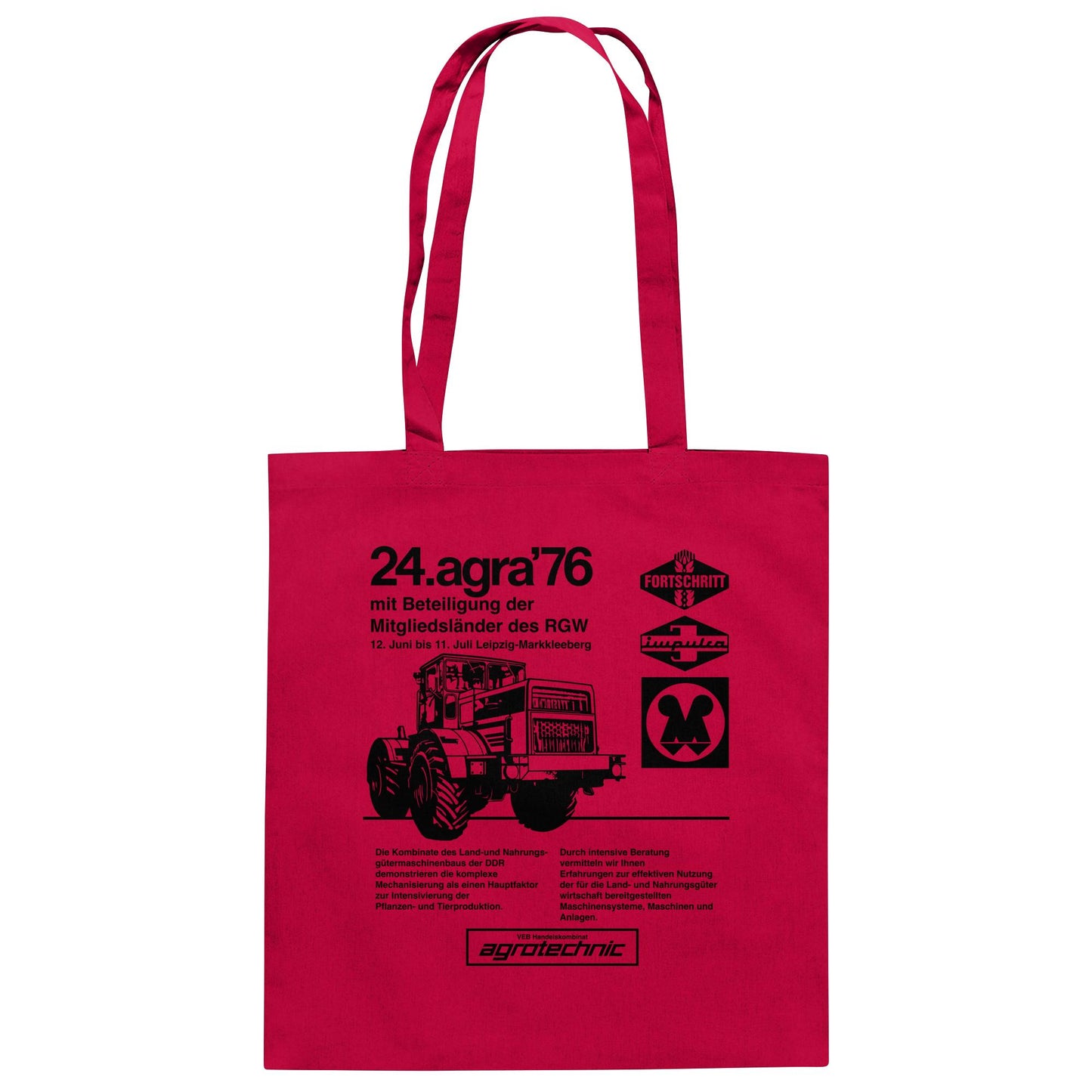 DDR Ostalgie Baumwolltasche • AGRA 1976, LEIPZIG-MARKKLEEBERG