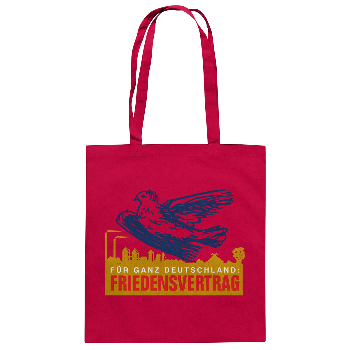 DDR Ostalgie Baumwolltasche • FRIEDENSVERTRAG FÜR GANZ DEUTSCHLAND (ORIGINAL-PIN)