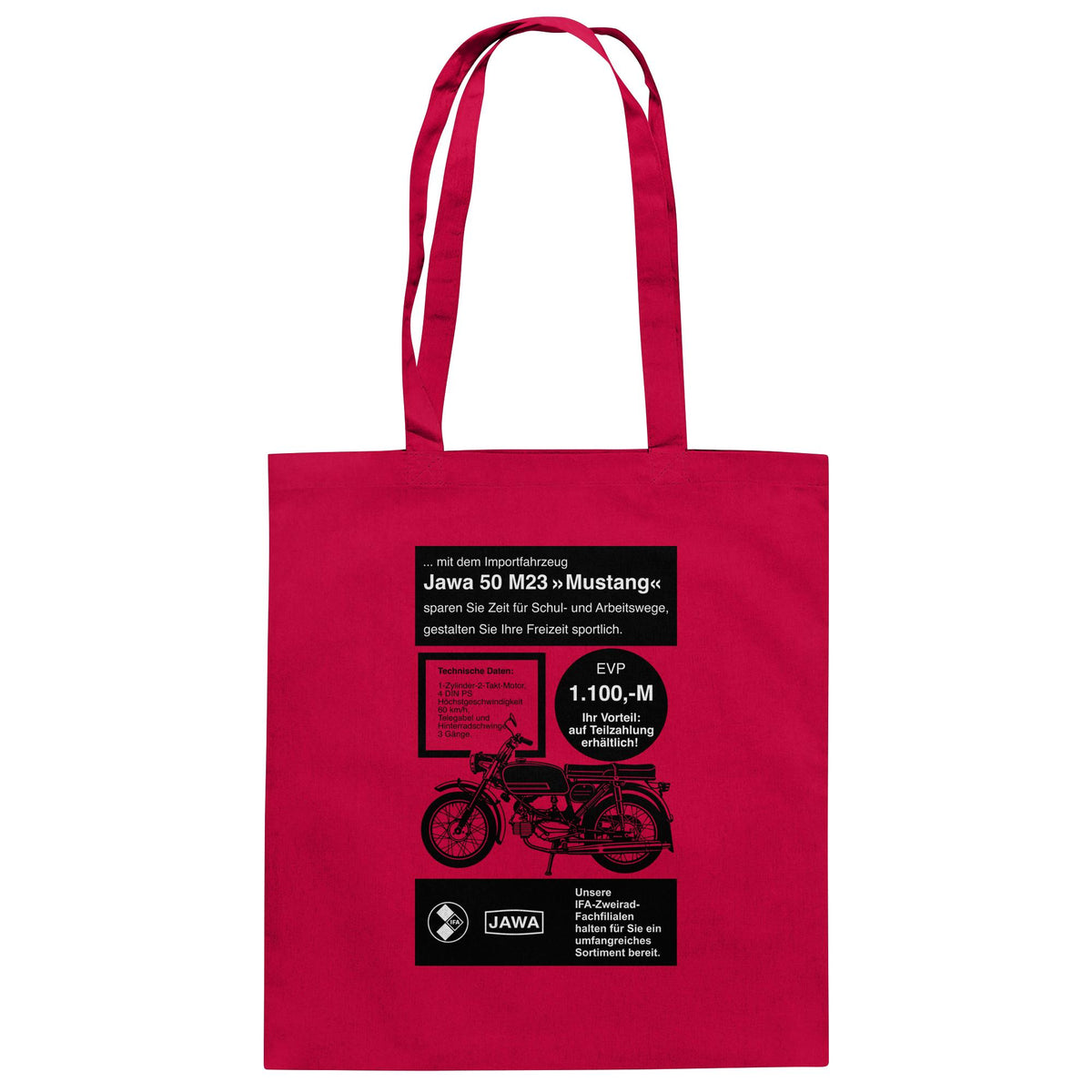 DDR Ostalgie Baumwolltasche • JAWA 50 M23 (ORIGINAL-PLAKAT)