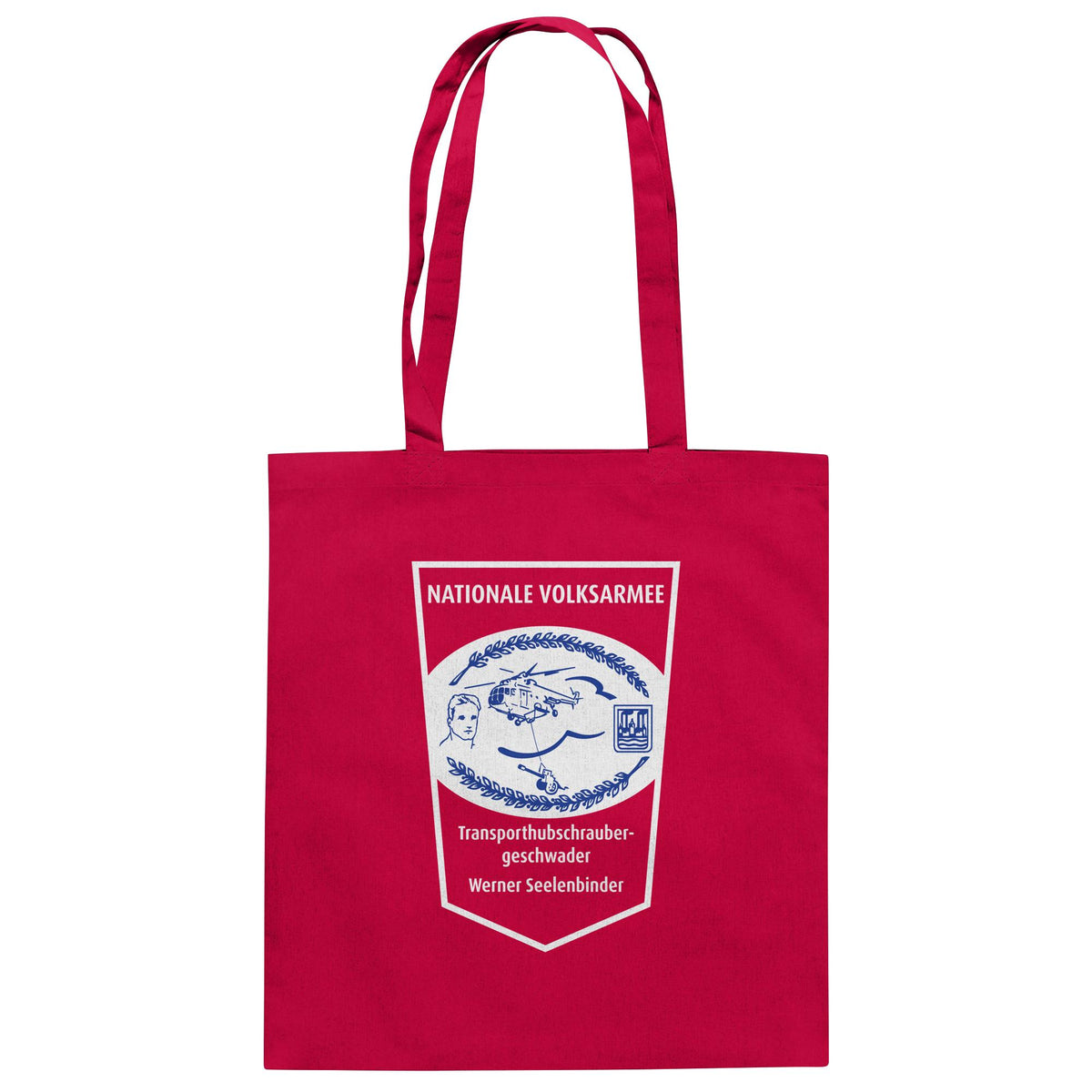 DDR Ostalgie Baumwolltasche • NVA - TRANSPORTHUBSCHRAUBERGESCHWADER WERNER SEELENBINDER