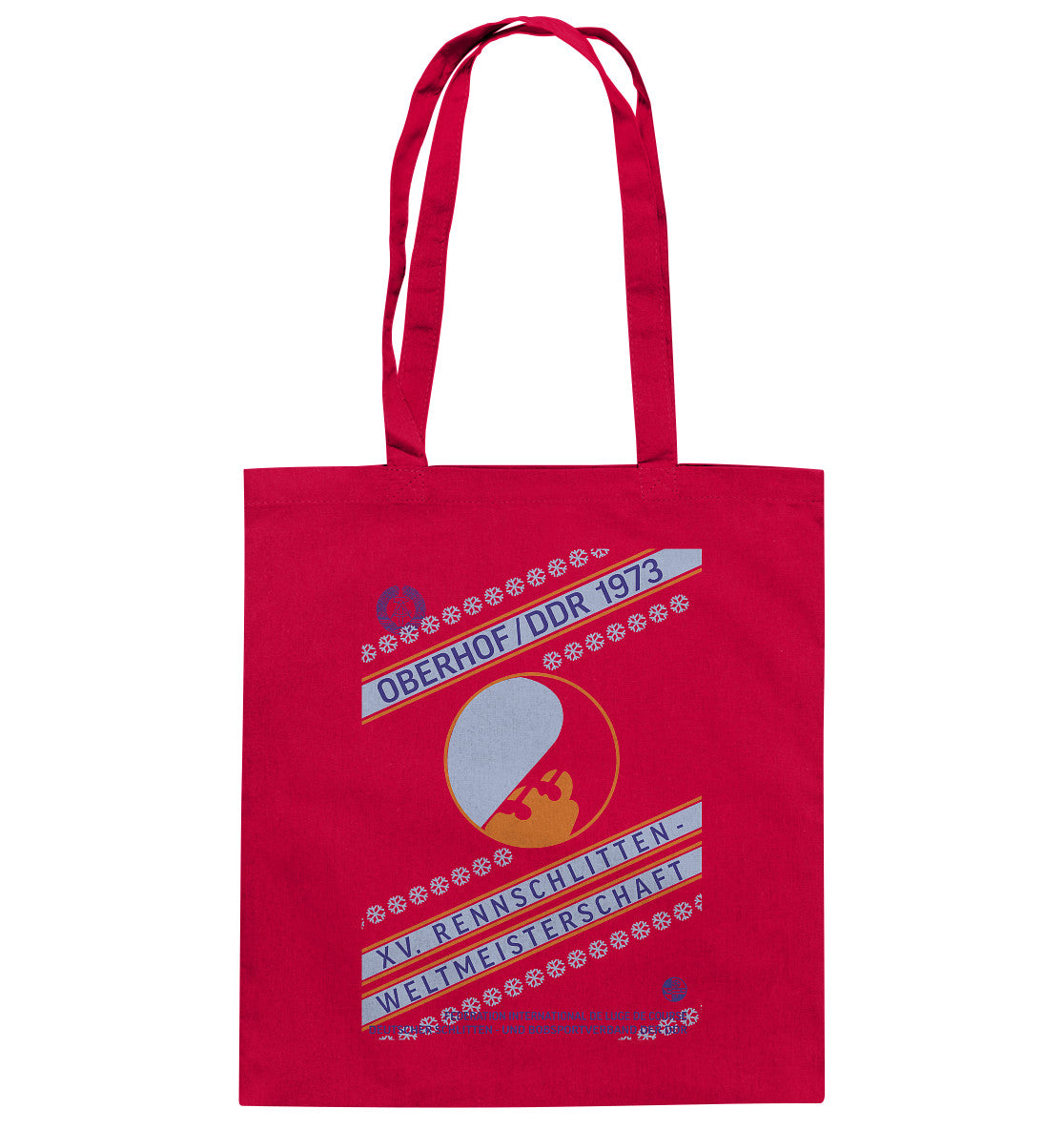 DDR Ostalgie Baumwolltasche • 15. RENNSCHLITTEN-WM OBERHOF, DDR 1973