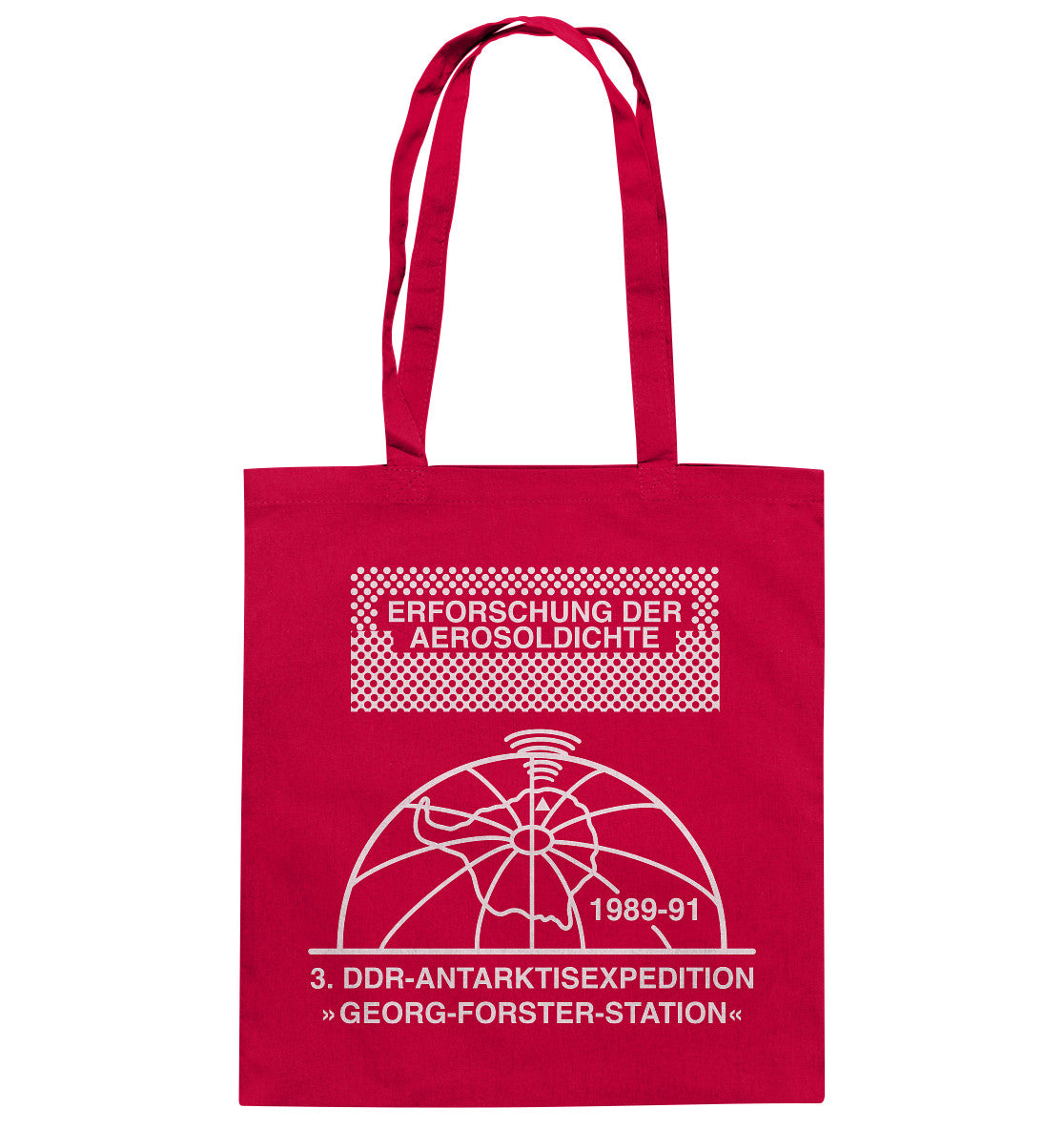 DDR Ostalgie Baumwolltasche • ANTARKTISEXPEDITION, ERFORSCHUNG DER AEROSOLDICHTE, 1989-1991