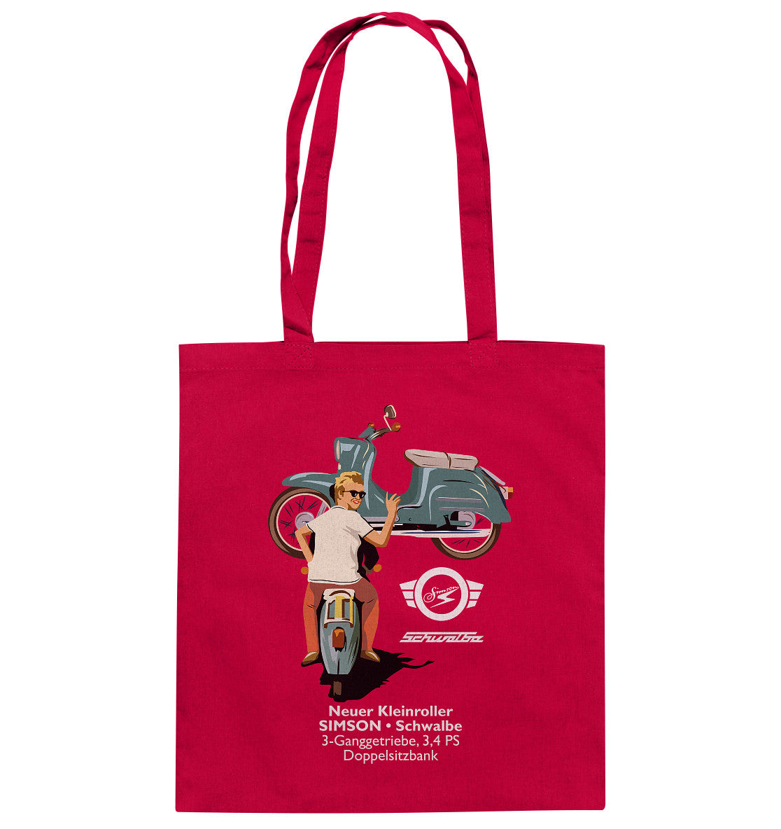 DDR Ostalgie Baumwolltasche • WERKSTATT-WERBUNG SIMSON-ERSATZTEILE