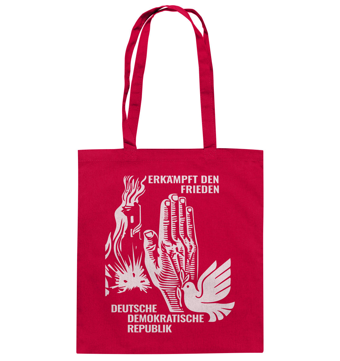 DDR Ostalgie Baumwolltasche • ERKÄMPFT DEN FRIEDEN - DDR BRIEFMARKE 8PF
